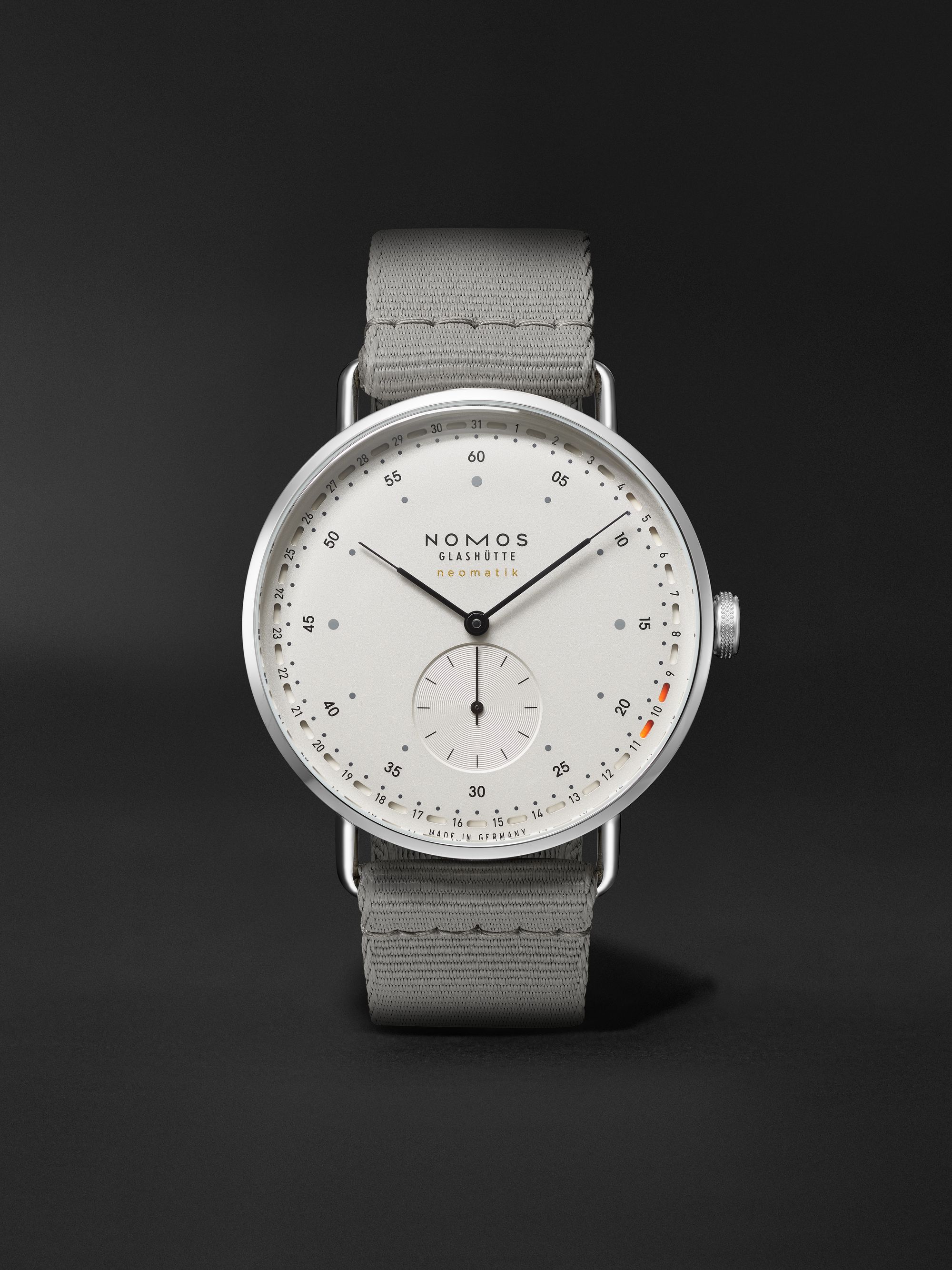 NOMOS GLASHÜTTE Metro Neomatik 41 Automatic 40.5mm Stainless Steel and Webbing Watch, Ref. No. 1165