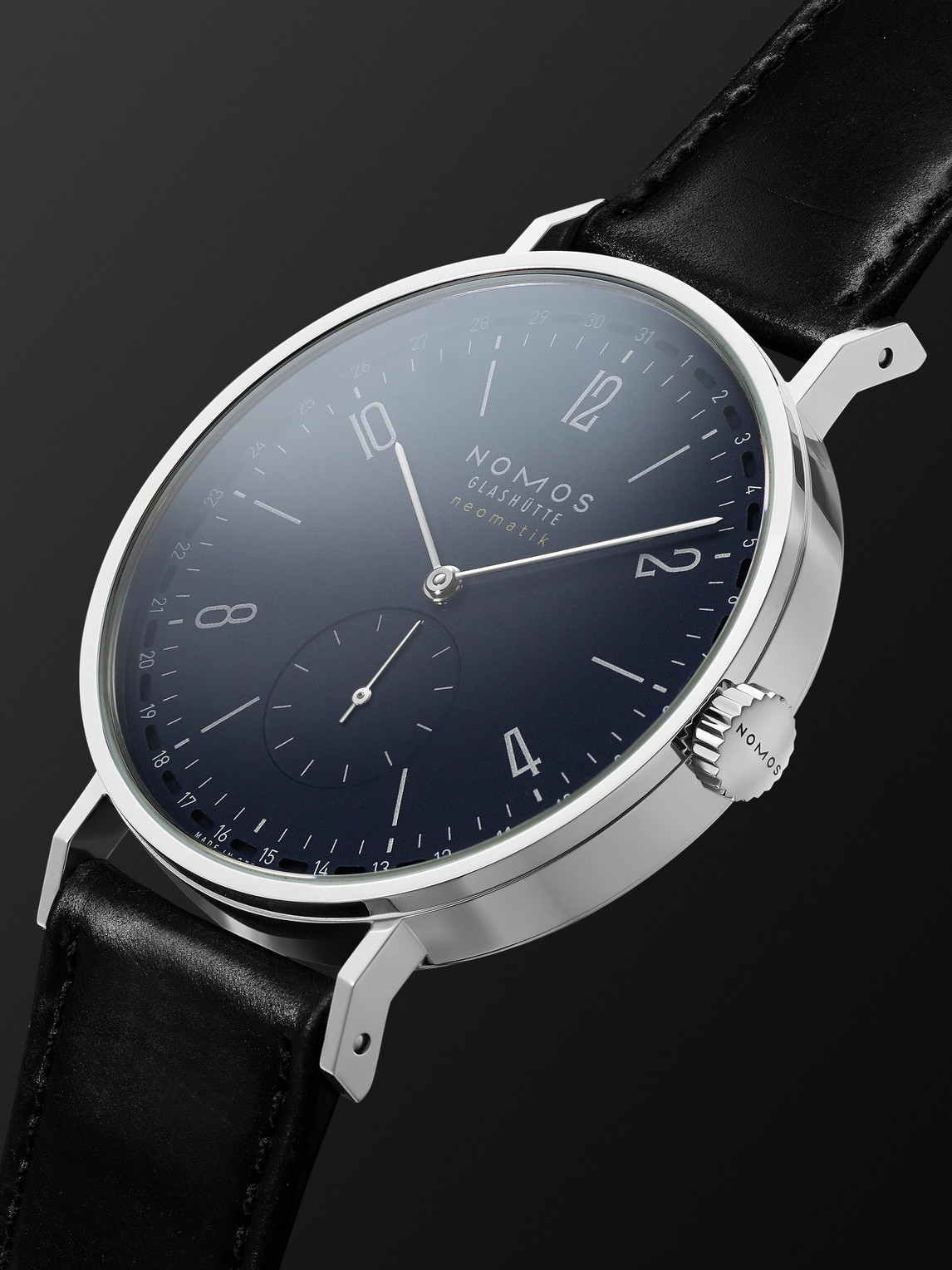  Nomos Glashütte - Tangente Neomatik 41 Automatic 41mm Stainless Steel And Cordovan Leather Watch, Ref. No. 182 - Men - Blue 