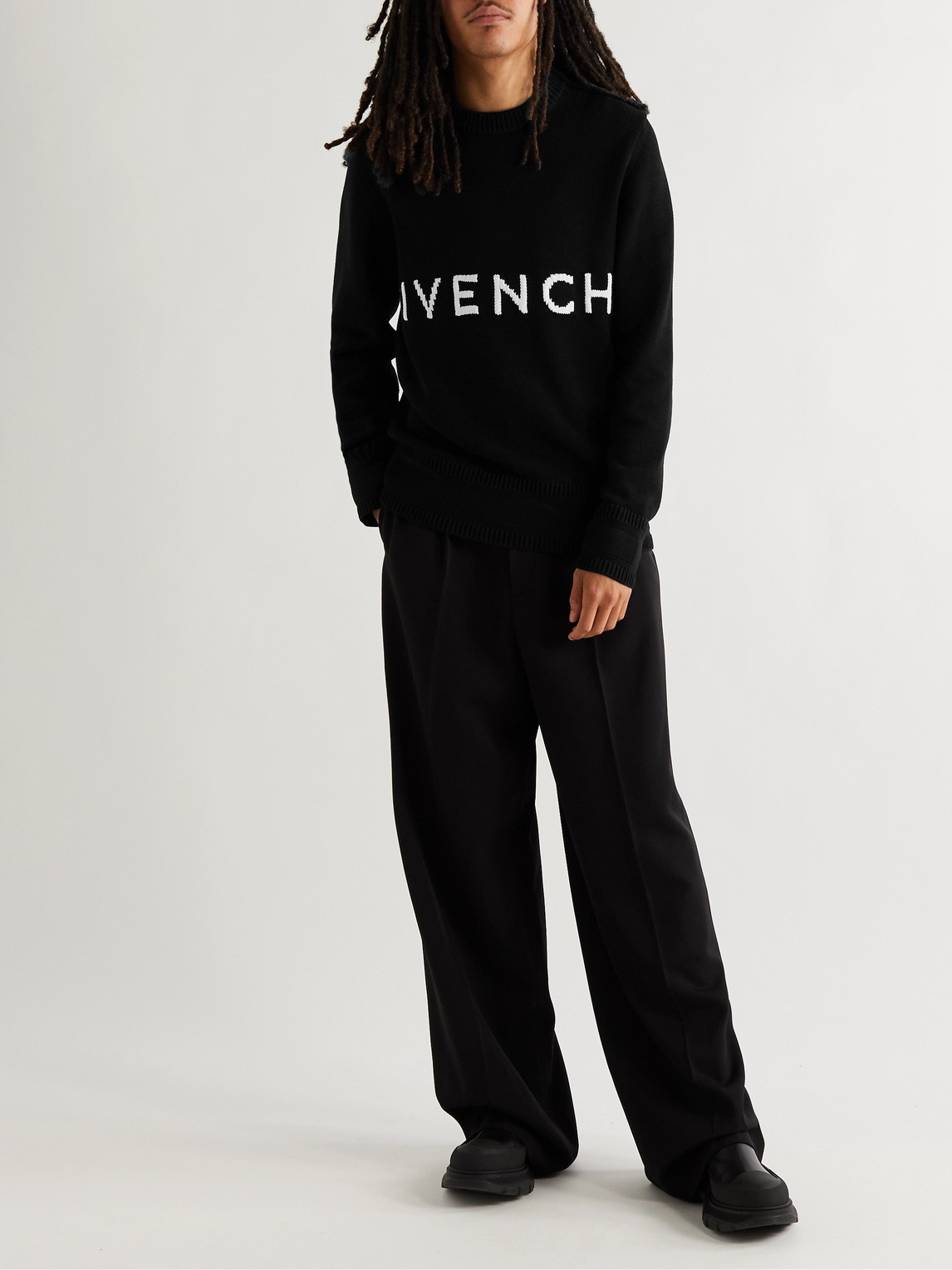 GIVENCHY 4G LOGO-INTARSIA COTTON SWEATER