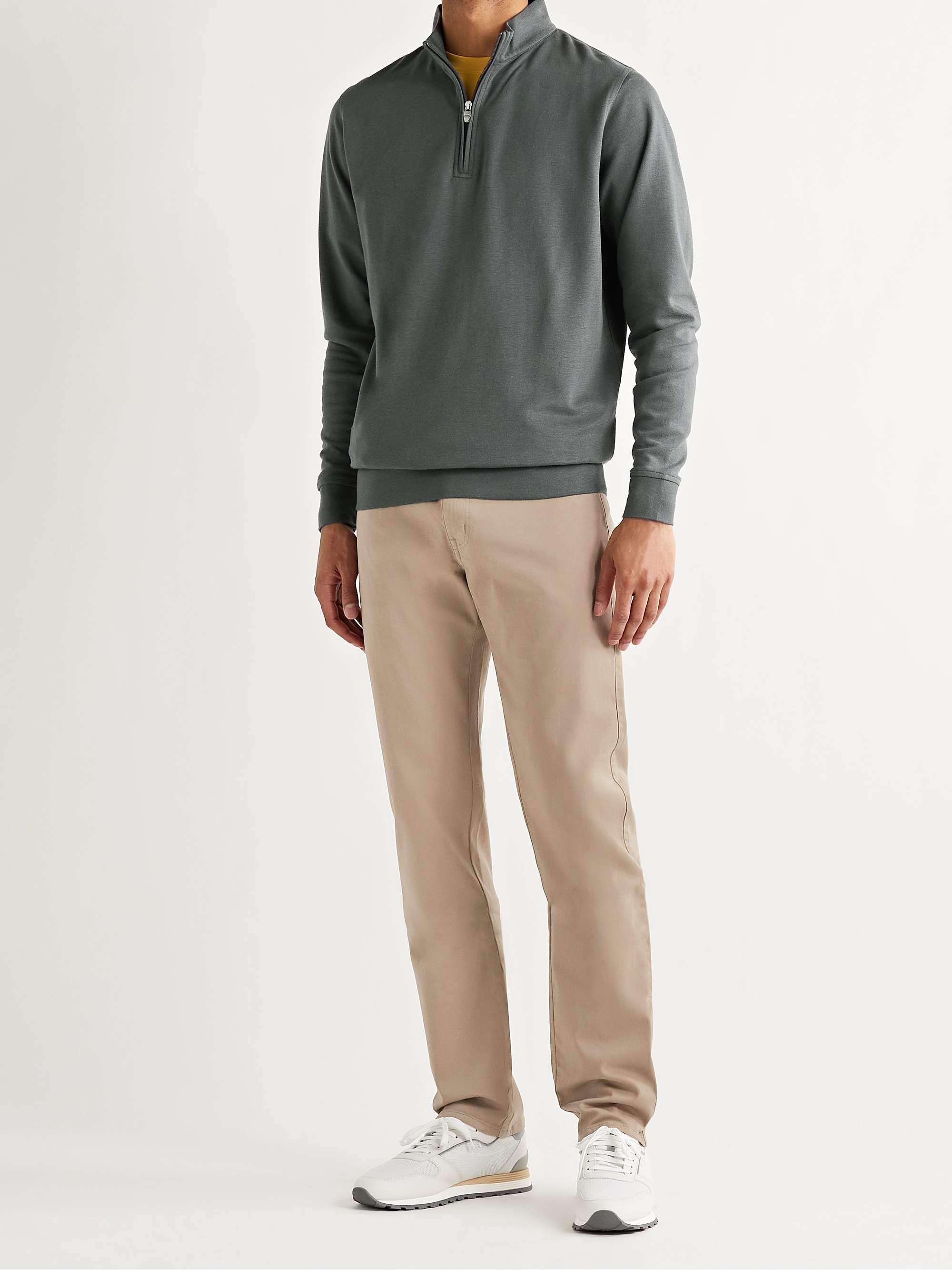 PETER MILLAR Crown Mélange Stretch Cotton and Modal-Blend Half-Zip  Sweatshirt for Men