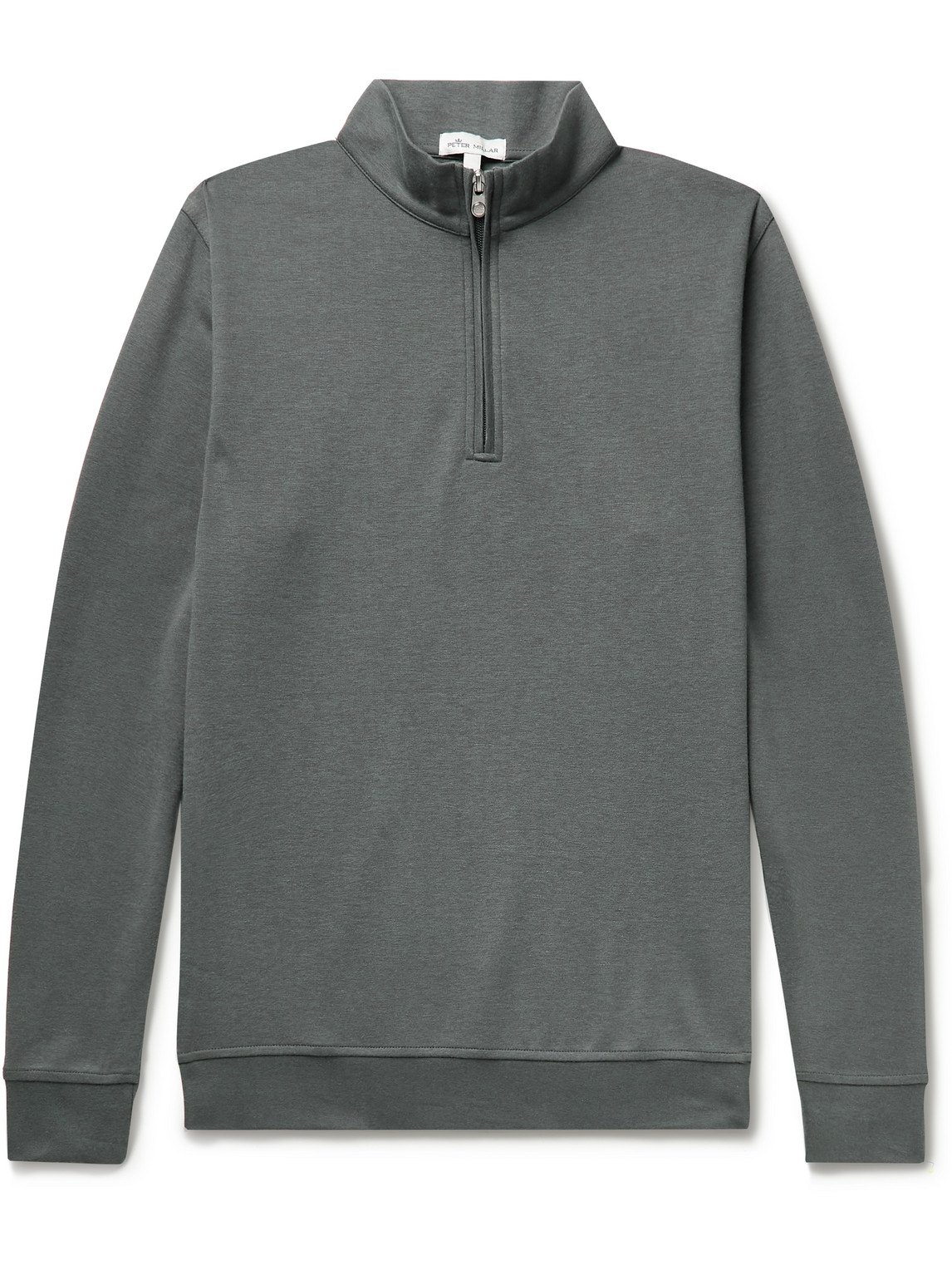 Peter Millar Crown Mélange Stretch Cotton And Modal-blend Half-zip Sweatshirt In Gray