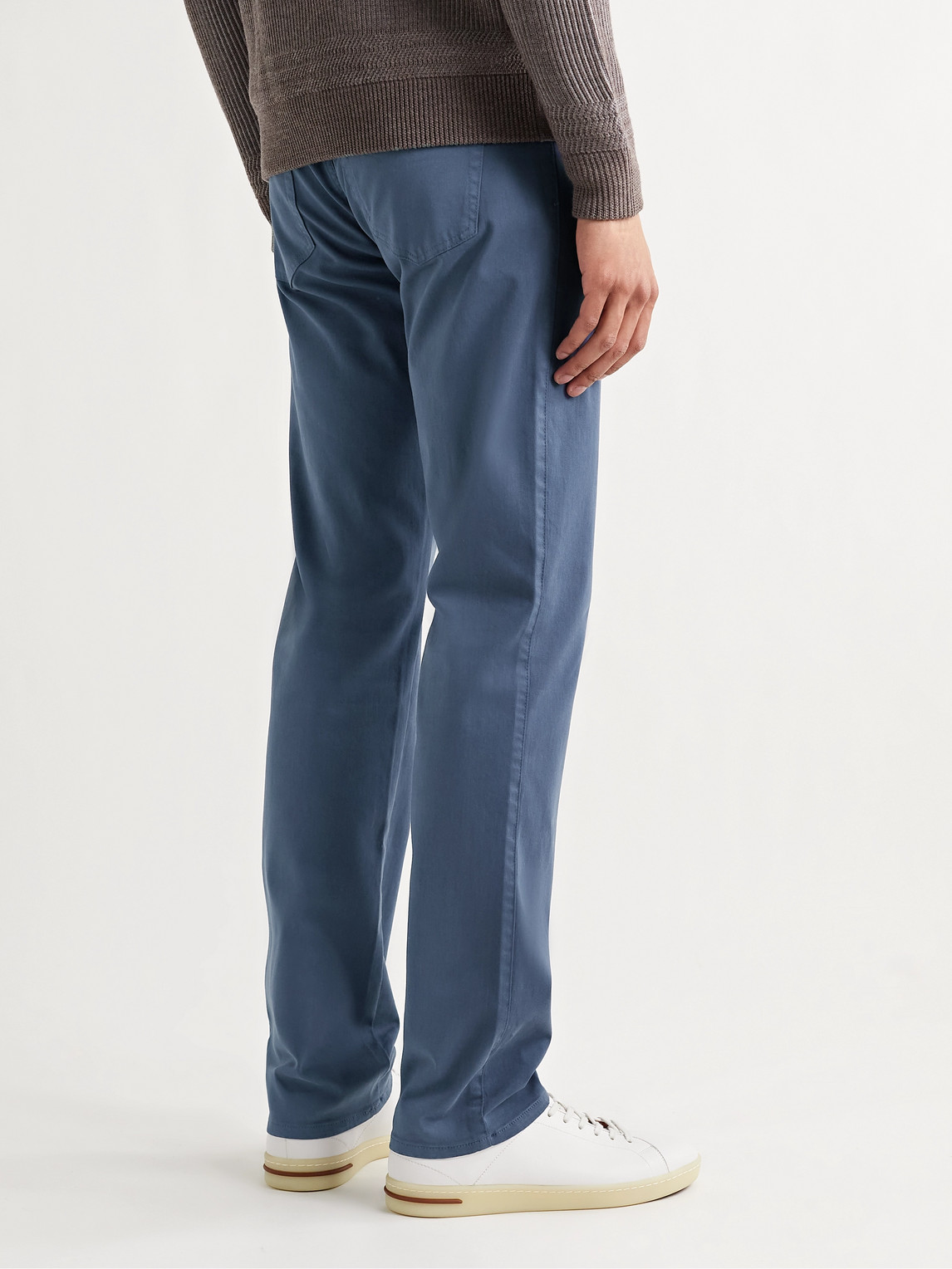 Shop Peter Millar Ultimate Stretch Cotton And Modal-blend Sateen Trousers In Blue