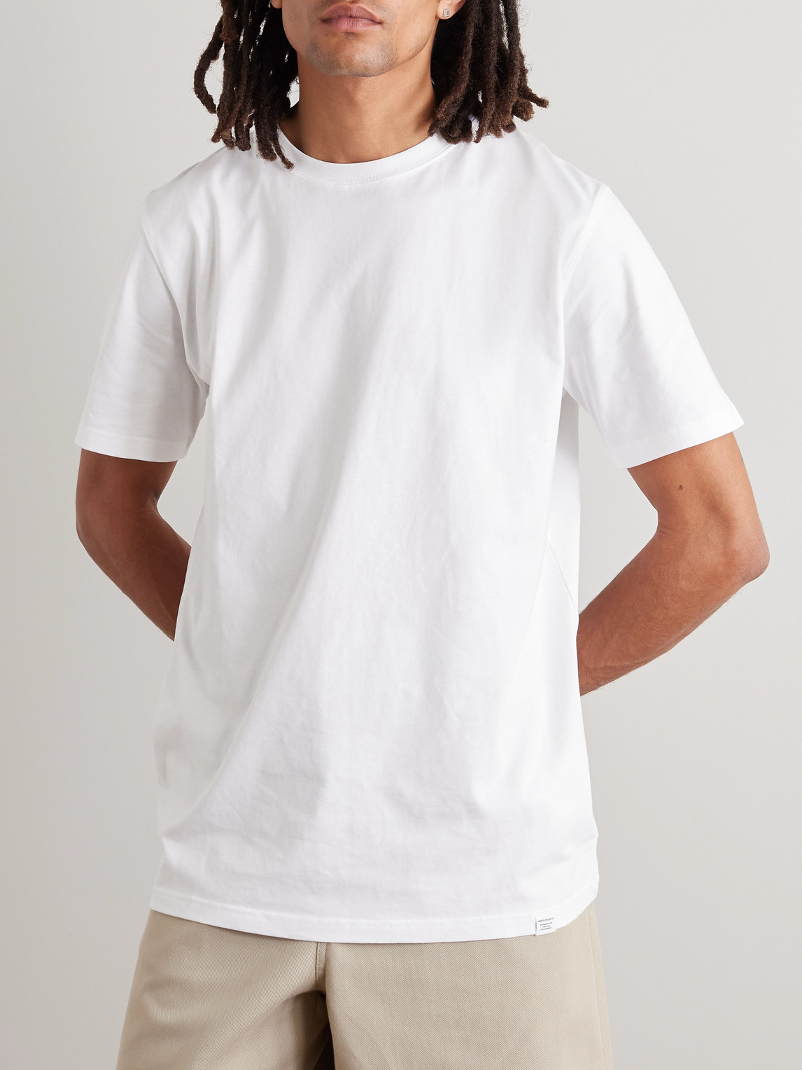 Shop Norse Projects Niels Slim-fit Organic Cotton-jersey T-shirt In White