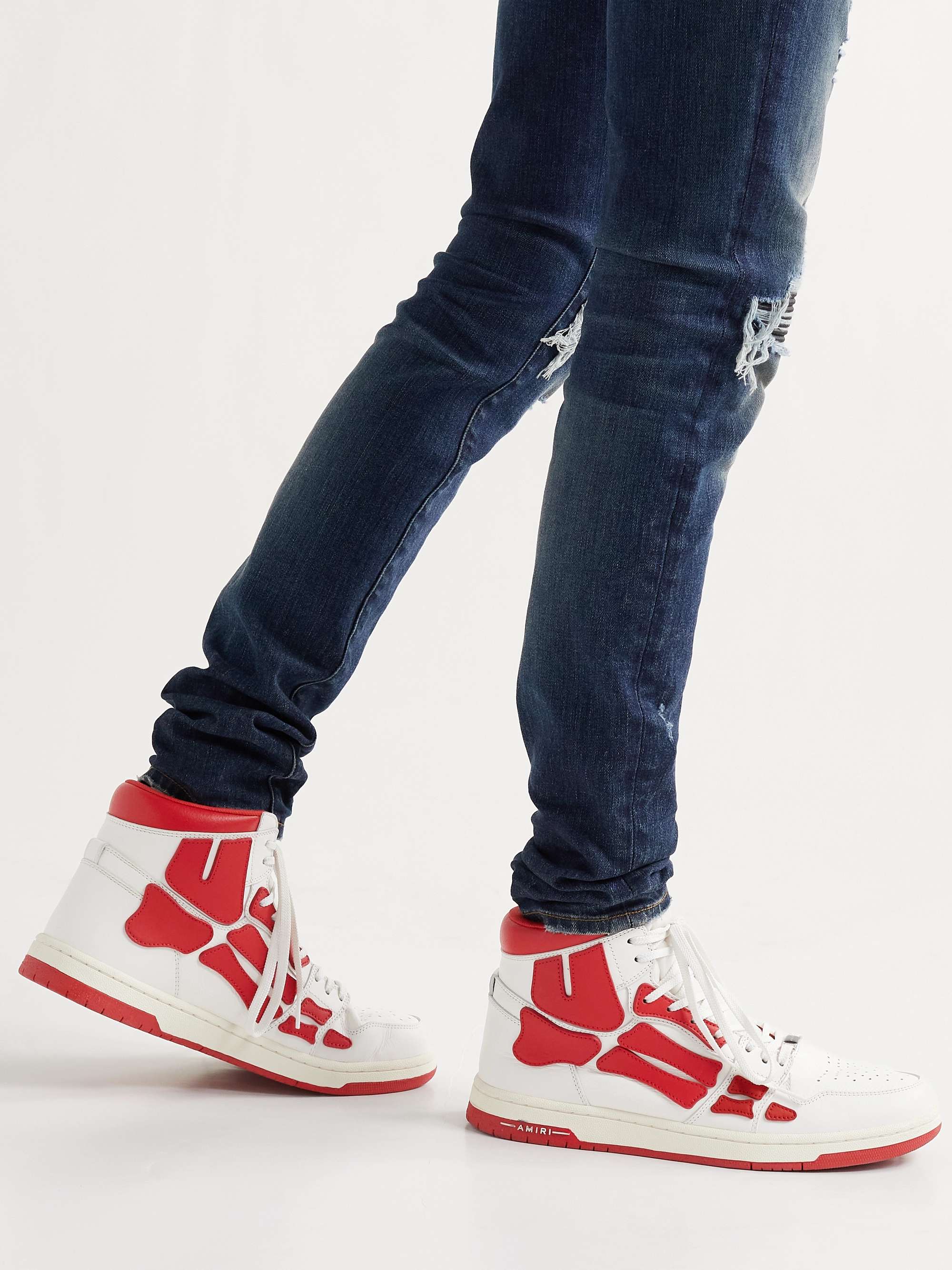 AMIRI Skel-Top Colour-Block Leather High-Top Sneakers
