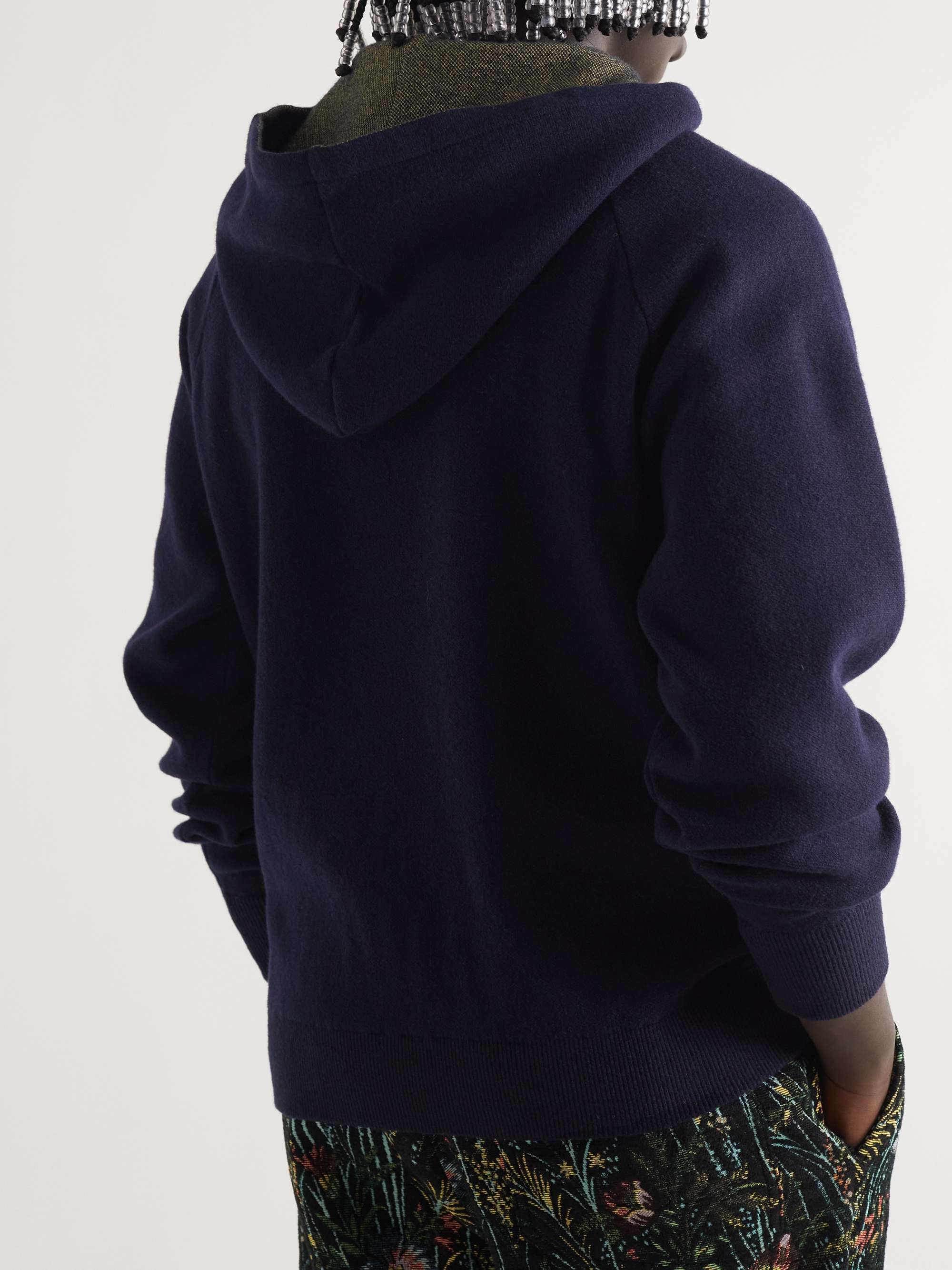 4SDESIGNS Logo-Jacquard Wool-Blend Hoodie