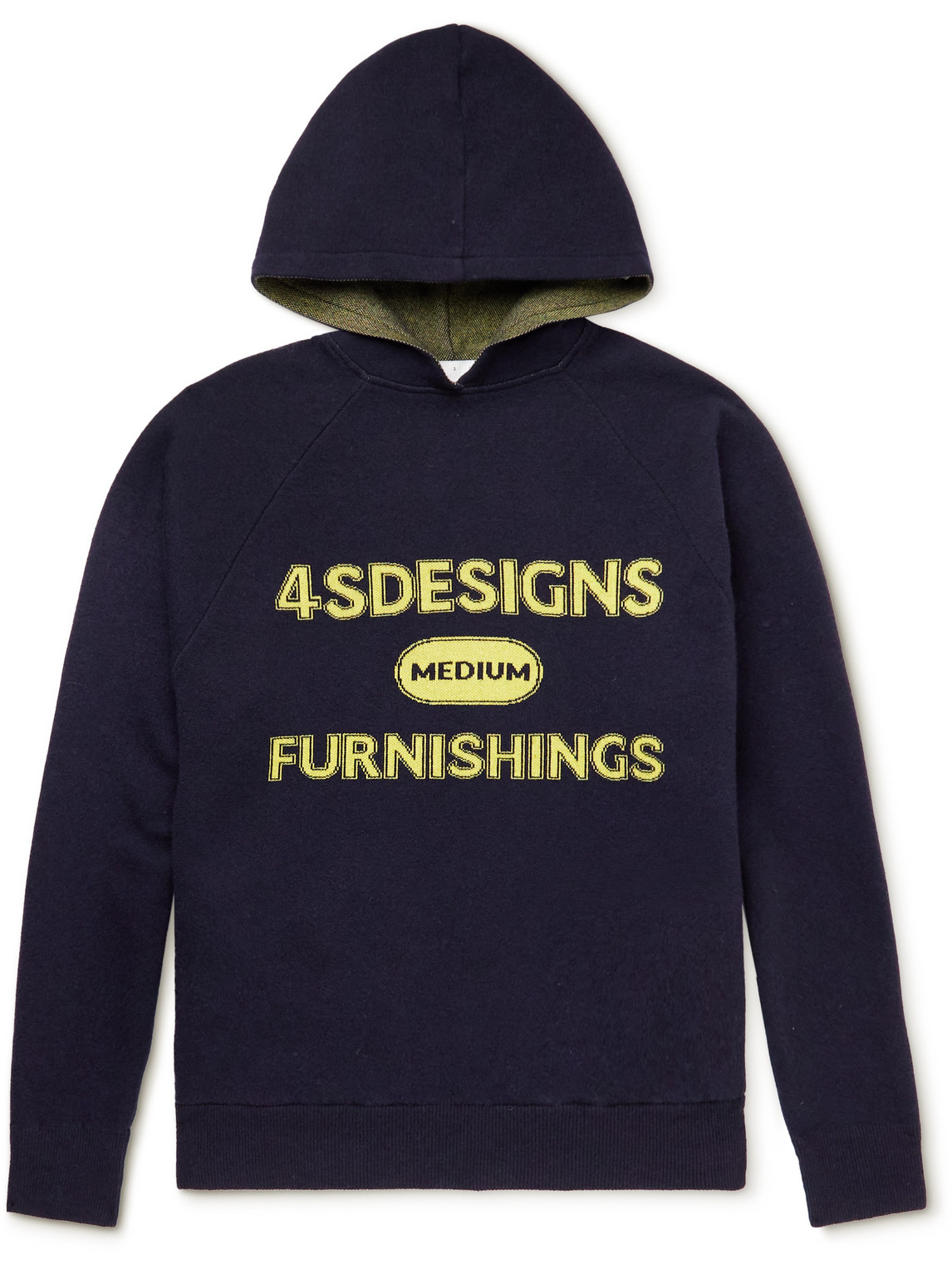 4SDESIGNS - Logo-Jacquard Wool-Blend Hoodie - Men - Blue - M