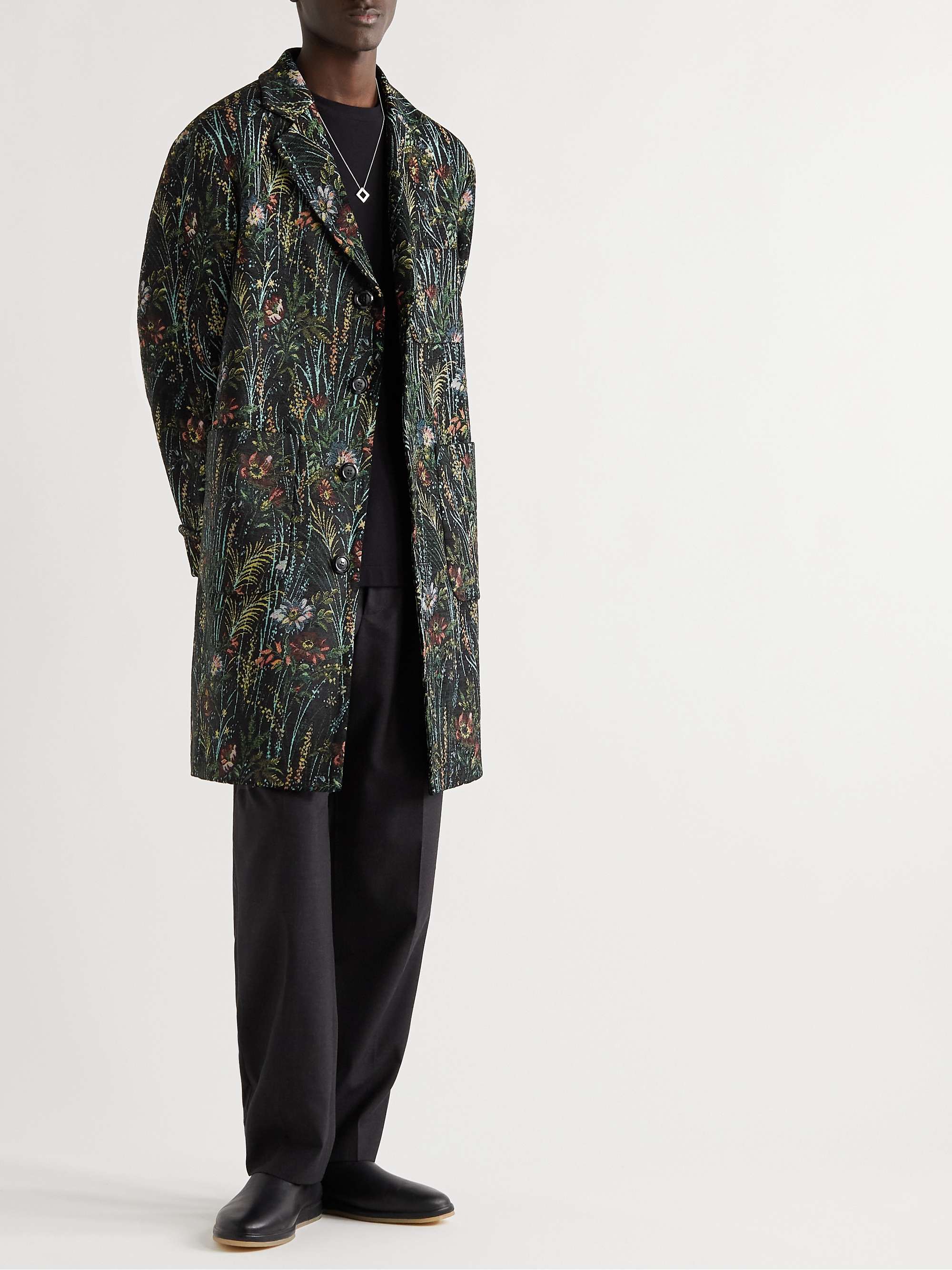 4SDESIGNS Floral-Print Brocade Coat
