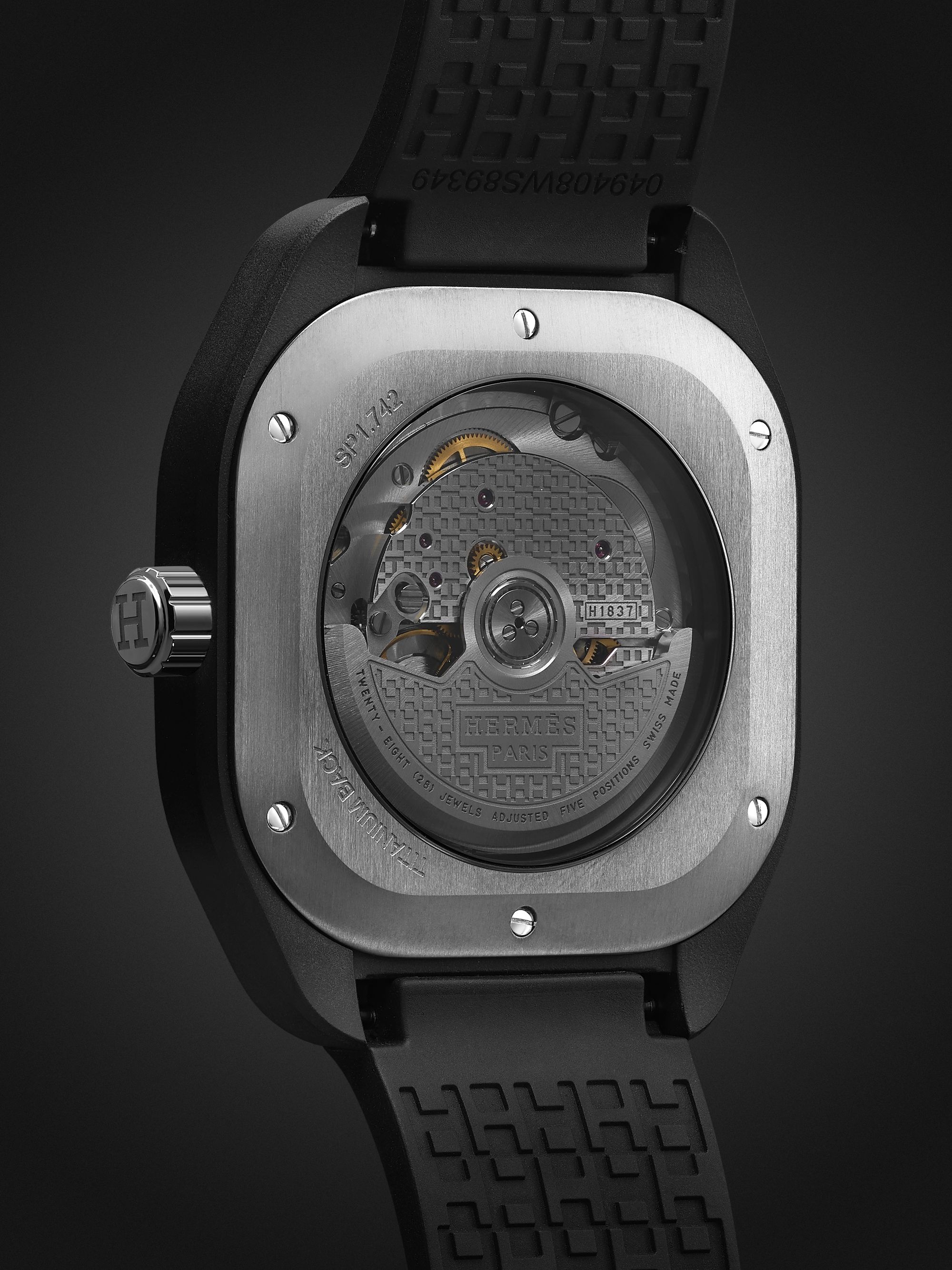 HERMÈS TIMEPIECES H08 Automatic 39mm Graphene and Rubber Watch, Ref. No. 049433WW00