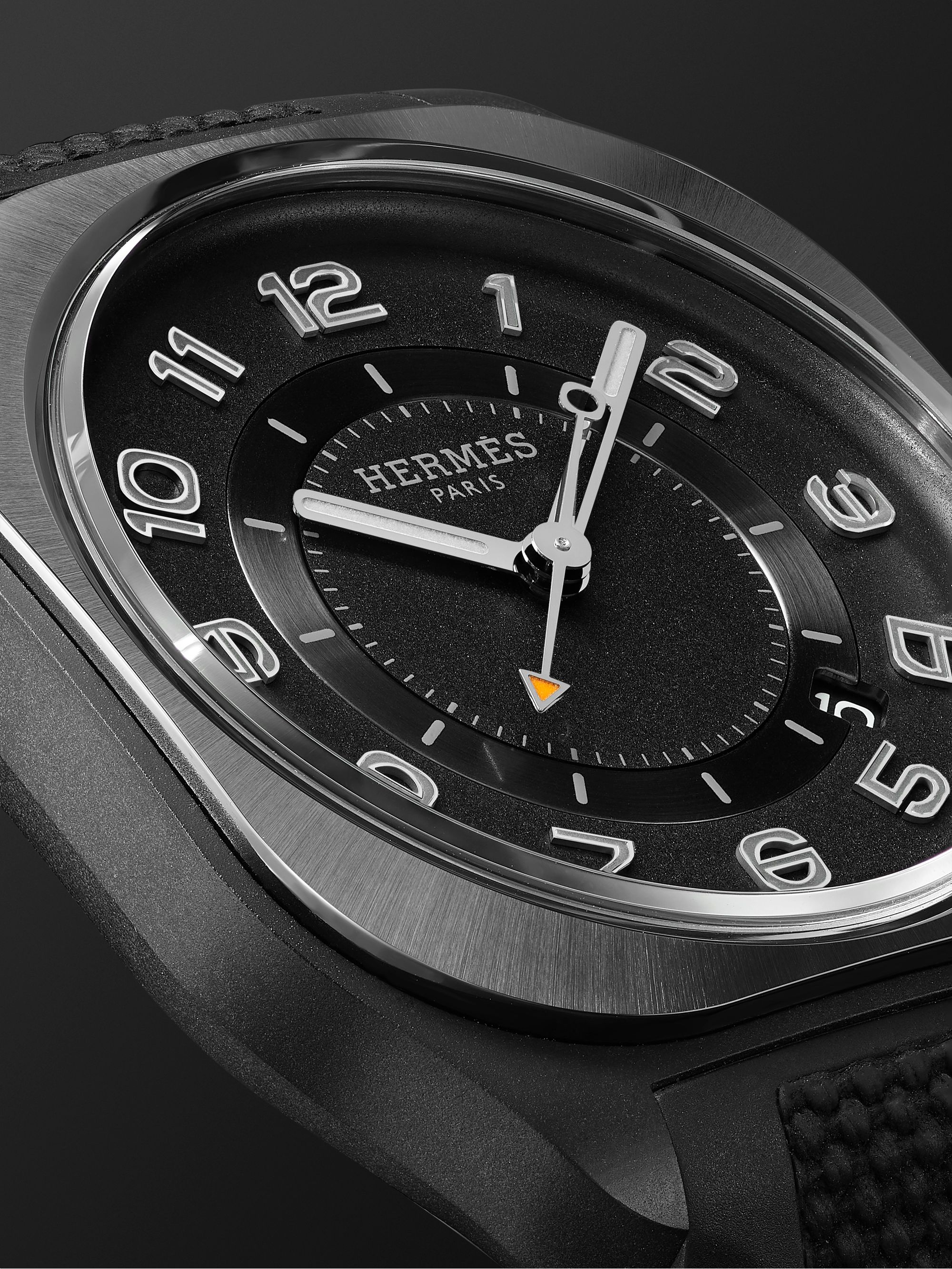 HERMÈS TIMEPIECES H08 Automatic 39mm Graphene and Rubber Watch, Ref. No. 049433WW00