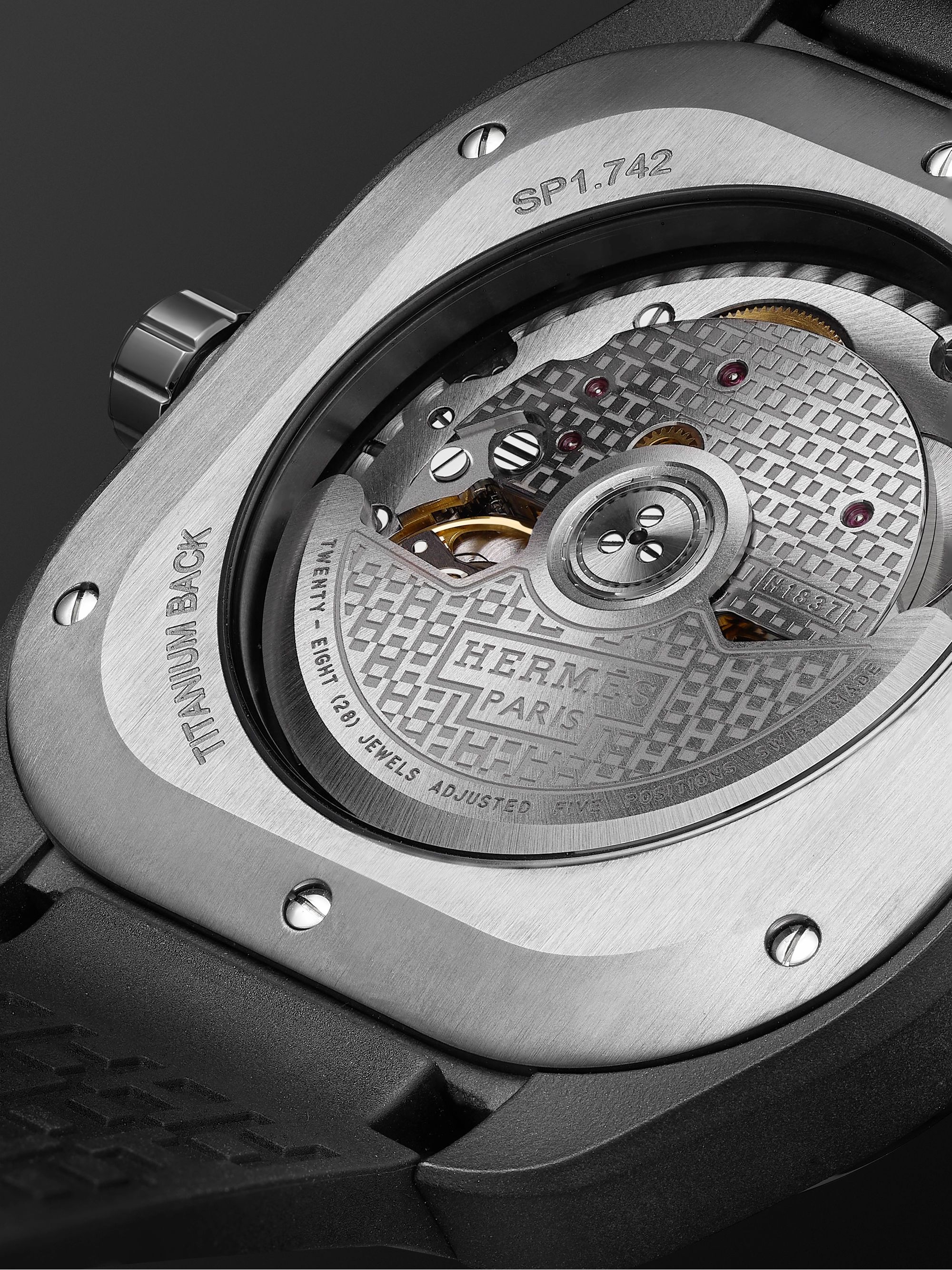 HERMÈS TIMEPIECES H08 Automatic 39mm Graphene and Rubber Watch, Ref. No. 049433WW00