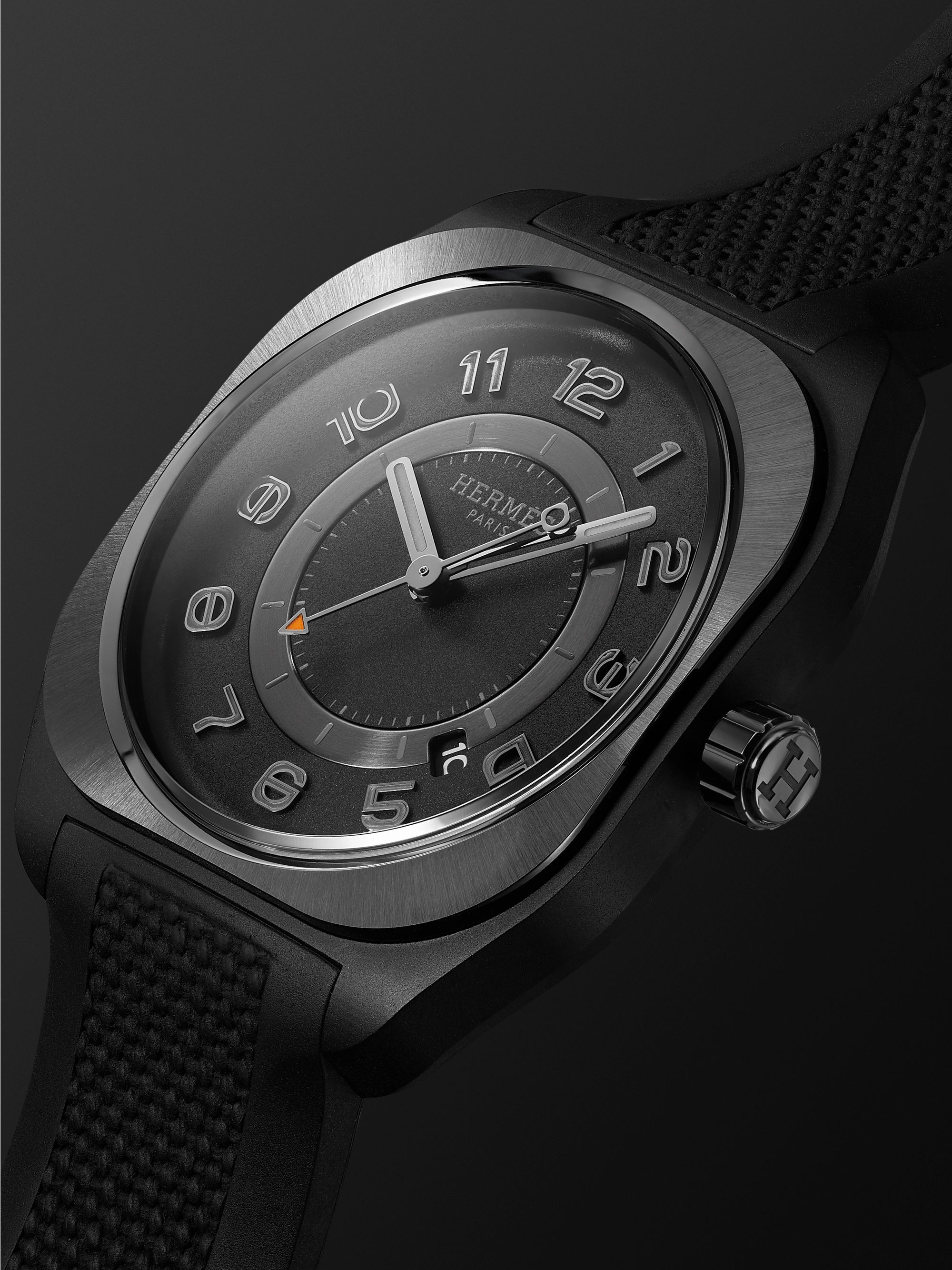 HERMÈS TIMEPIECES H08 Automatic 39mm Graphene and Rubber Watch, Ref. No. 049433WW00
