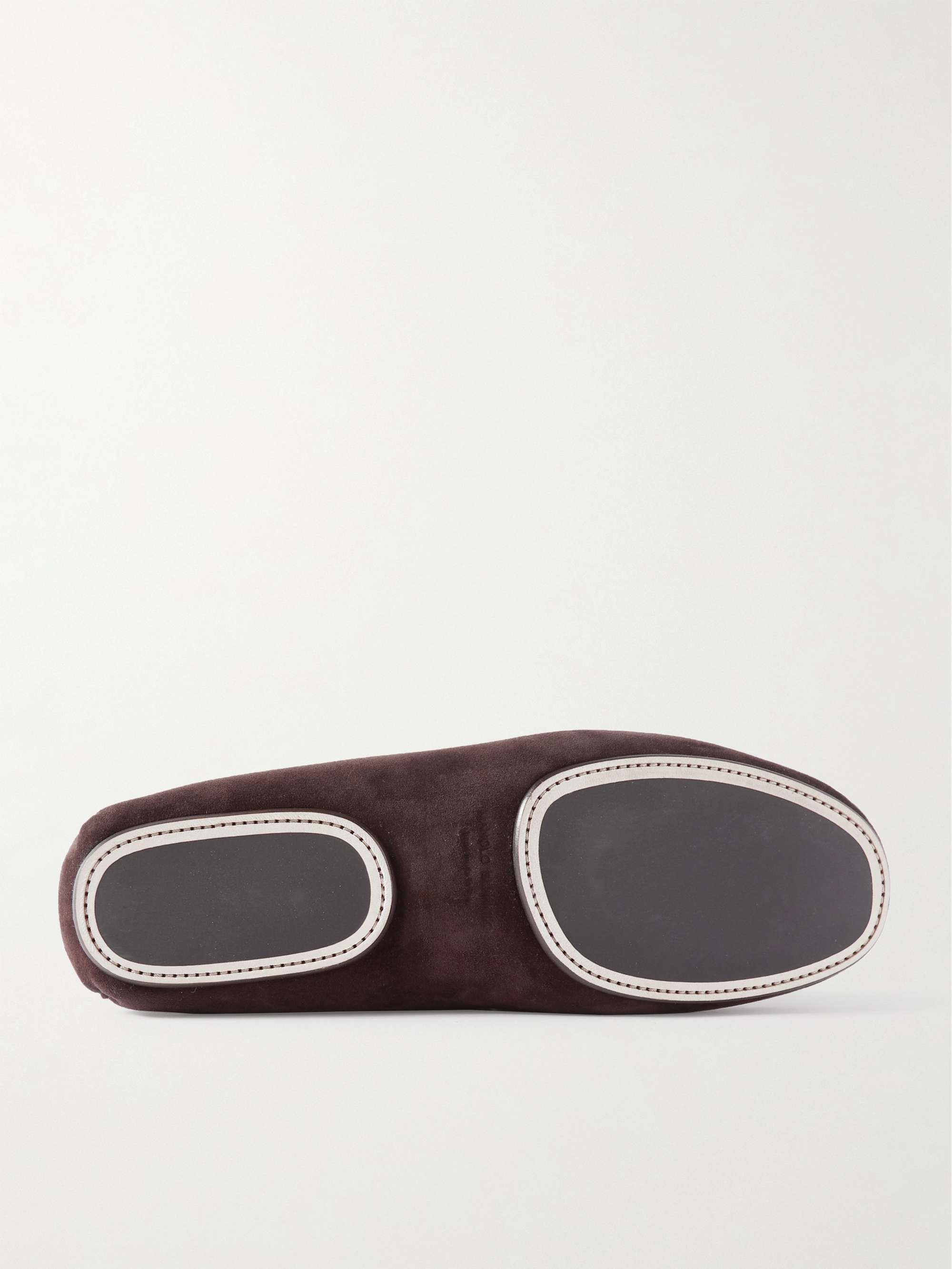 MANOLO BLAHNIK Kensington Shearling-Lined Suede Slippers