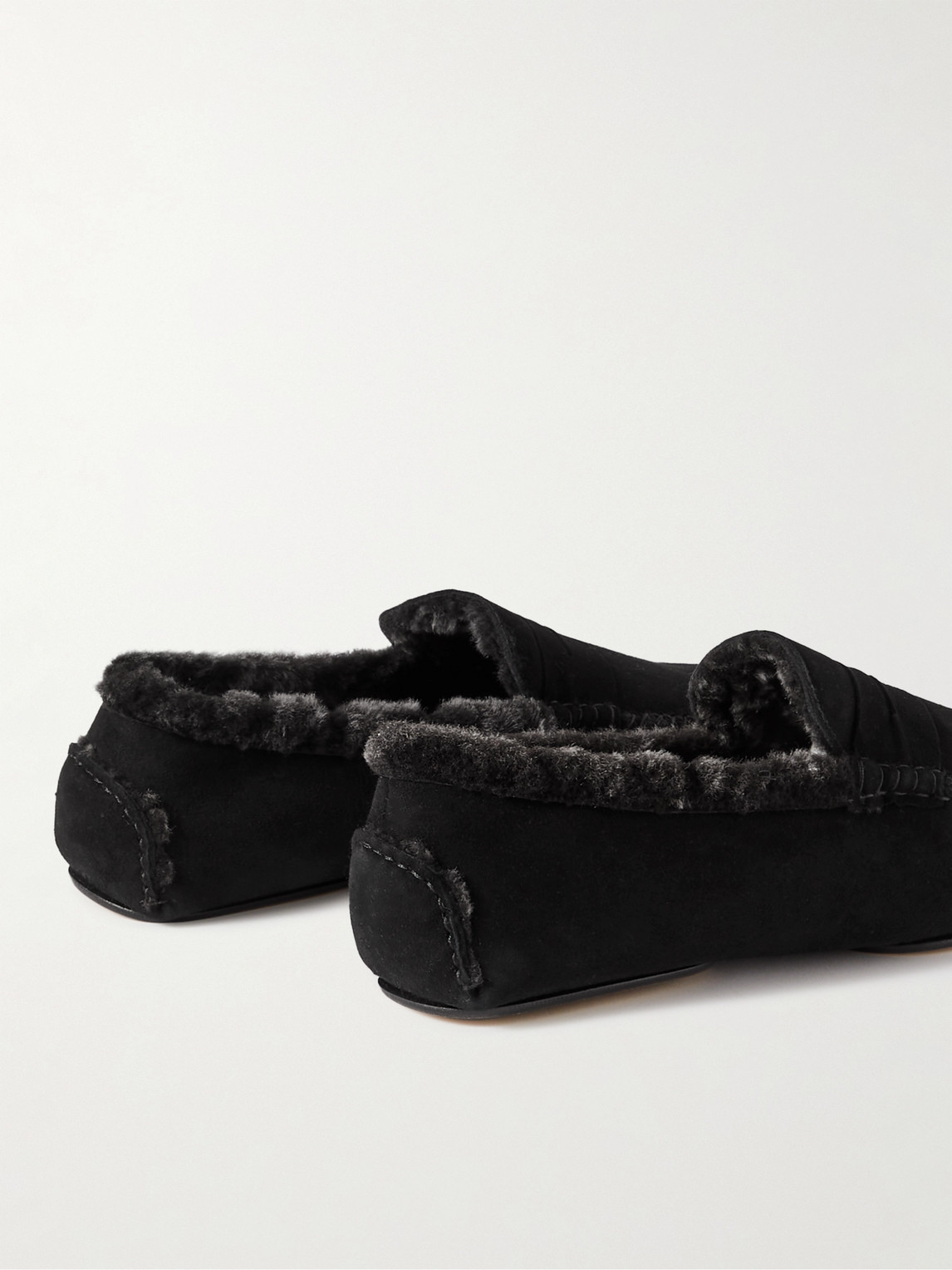 Shop Manolo Blahnik Kensington Shearling-lined Suede Slippers In Black