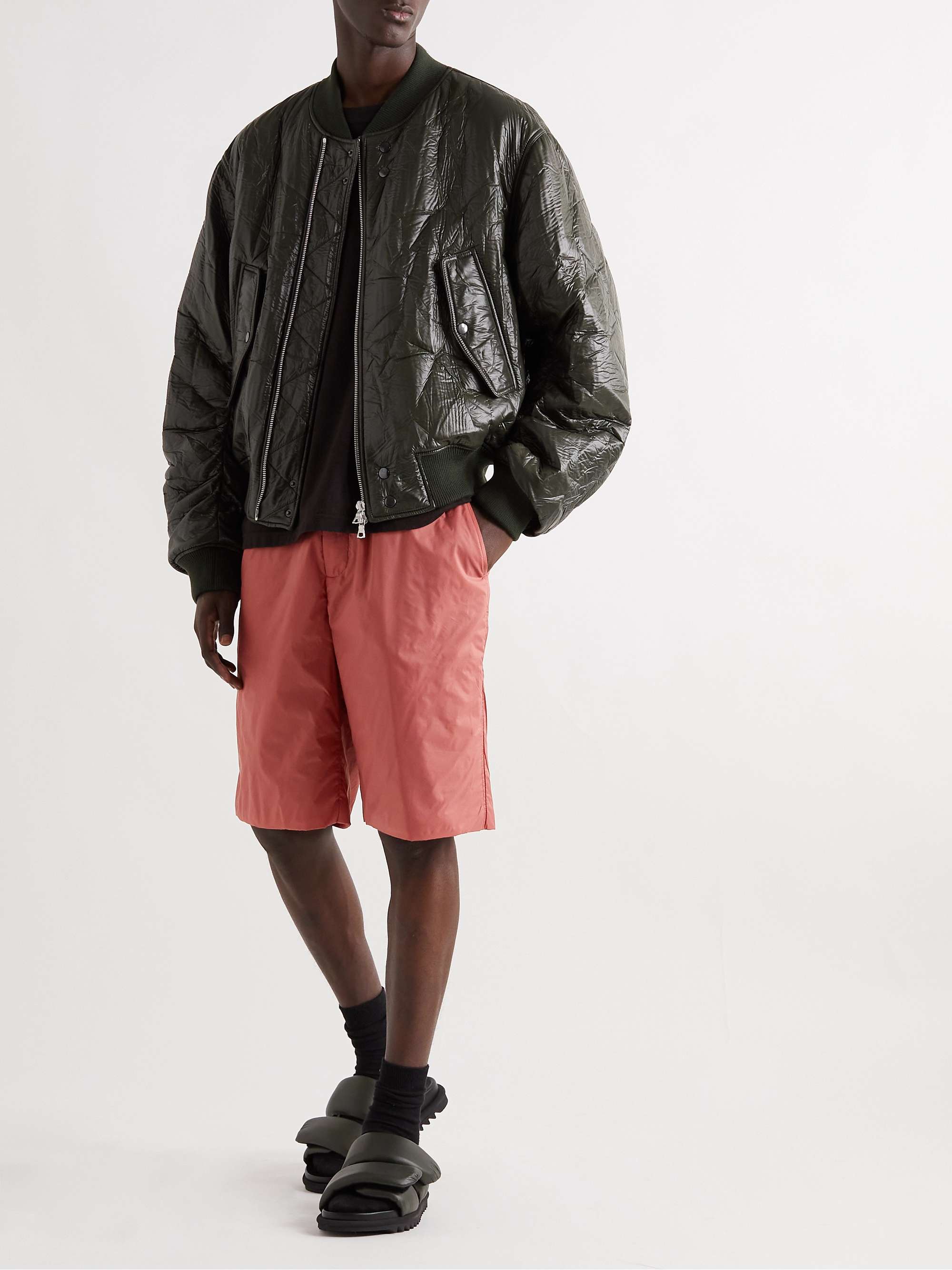 DRIES VAN NOTEN Wide-Leg Nylon Drawstring Shorts