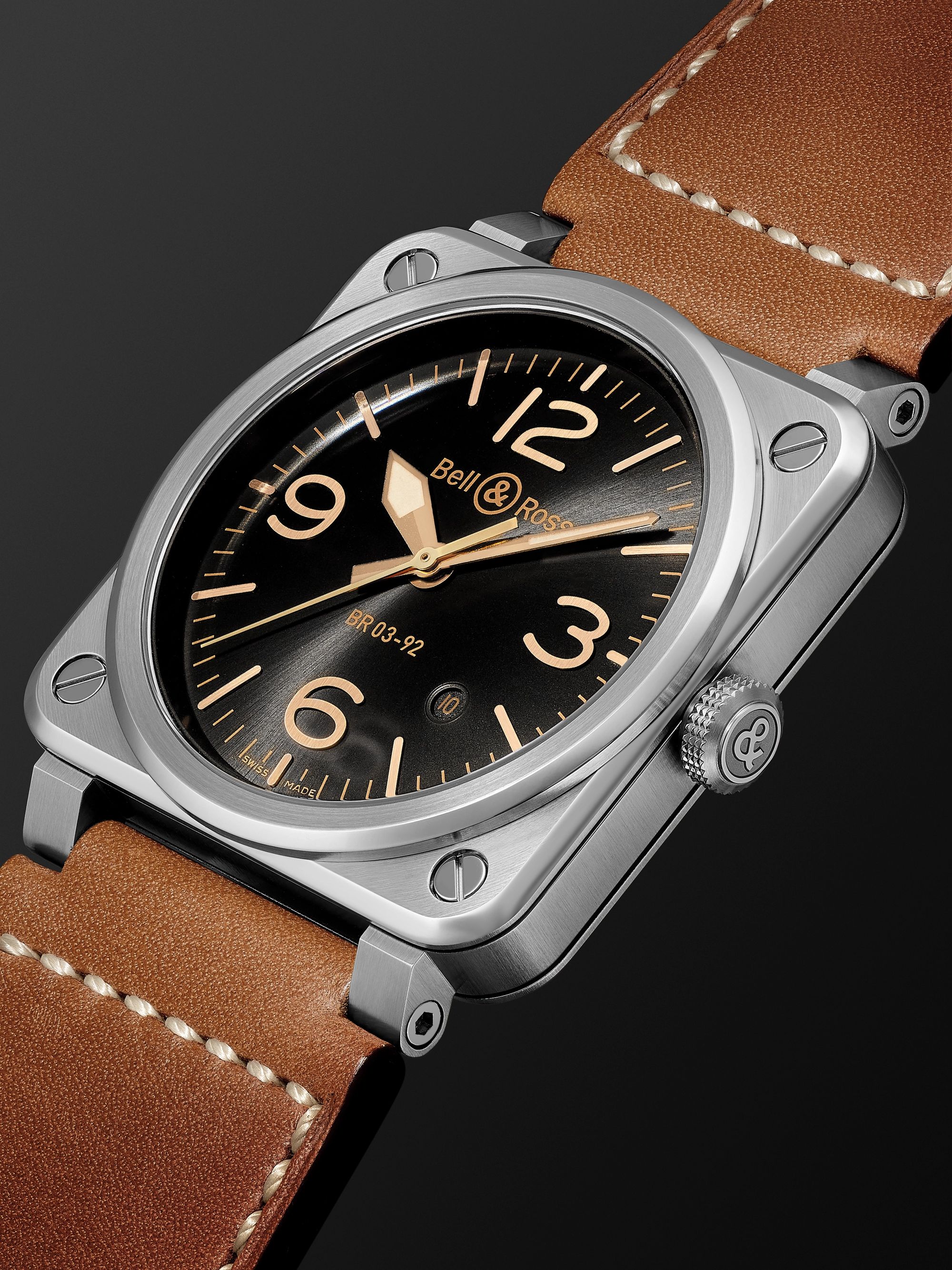 BELL & ROSS BR 03-92 Diver Limited Edition Automatic 42mm Bronze and Leather Watch, Ref.No R0392-D-BR-BR/SCA
