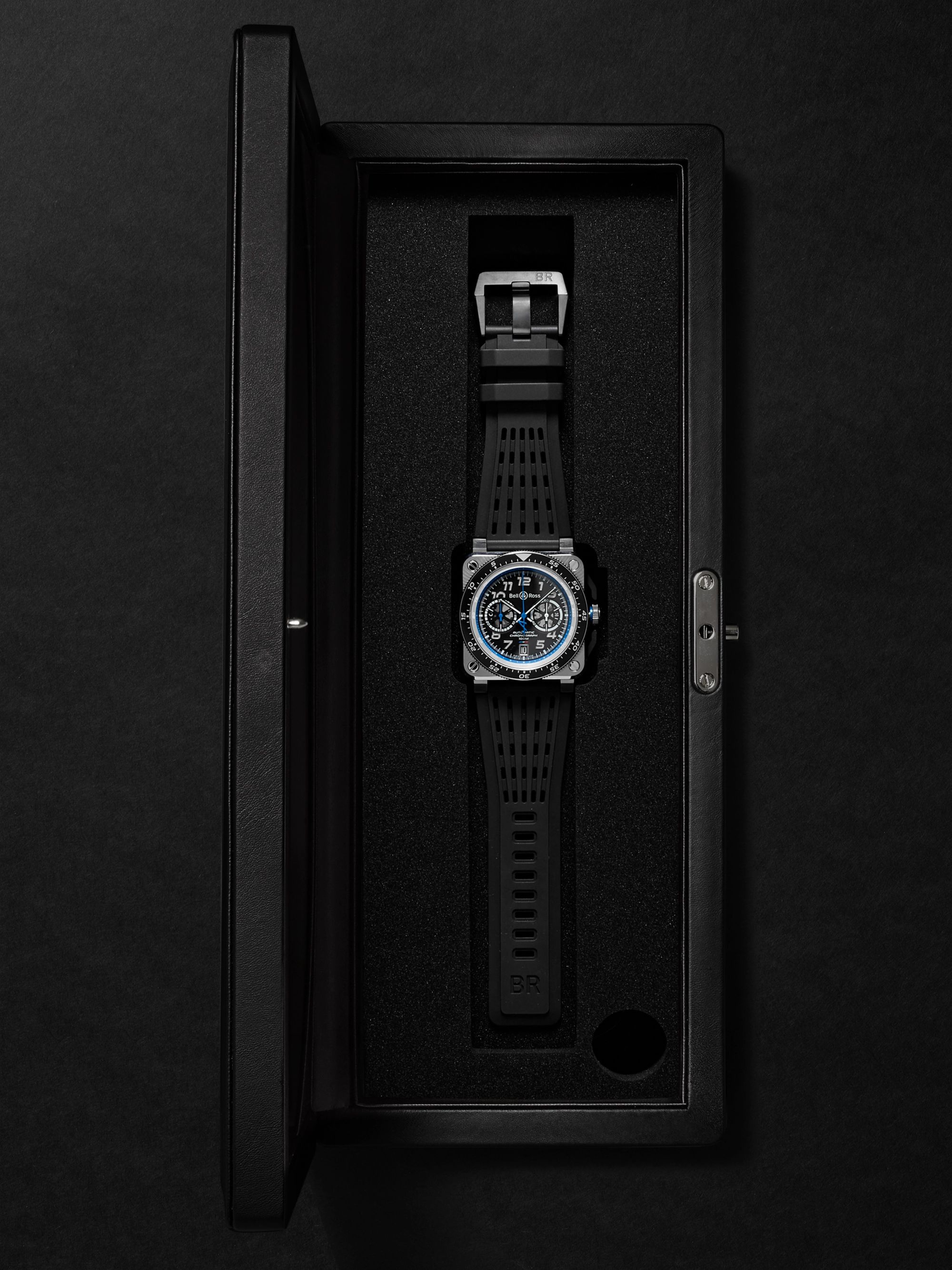 BELL & ROSS + Alpine F1 Team BR 03-94 Limited Edition Automatic Chronograph 42mm Stainless Steel and Rubber Watch, Ref. No. BR0394-A521/SRB