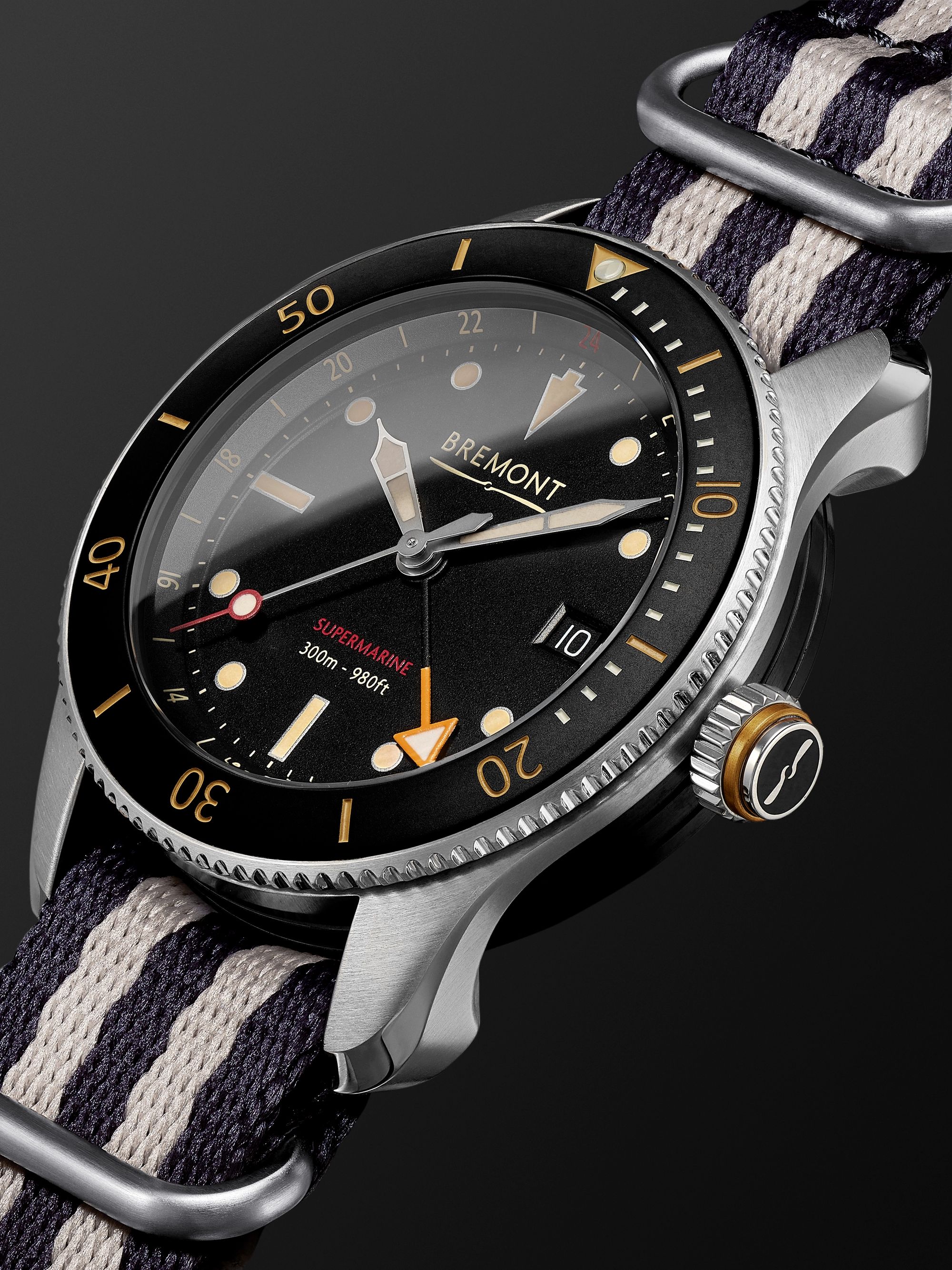 BREMONT Supermarine Automatic GMT 40mm Stainless Steel and NATO Watch, Ref. No. S302