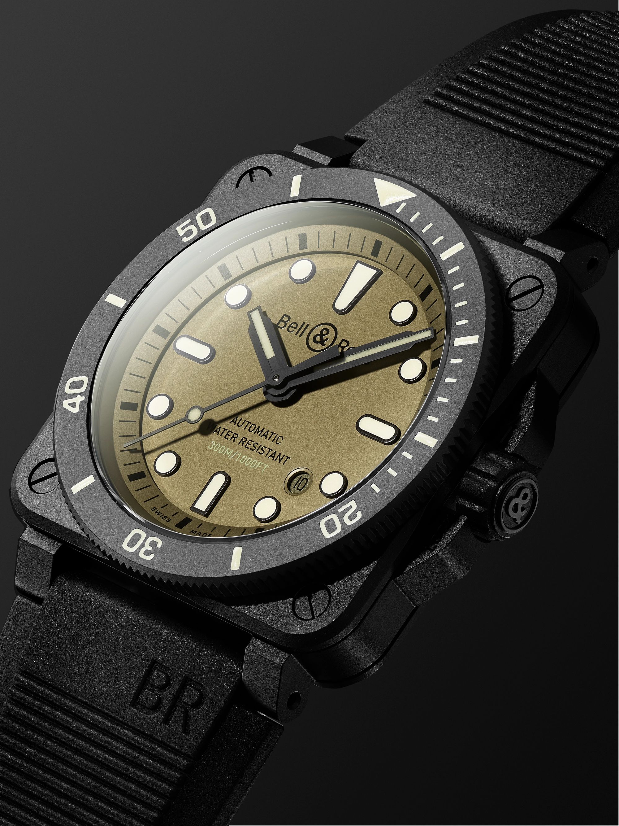 BELL & ROSS BR 03-92 Diver Limited Edition Automatic 42mm Bronze and Leather Watch, Ref.No R0392-D-BR-BR/SCA