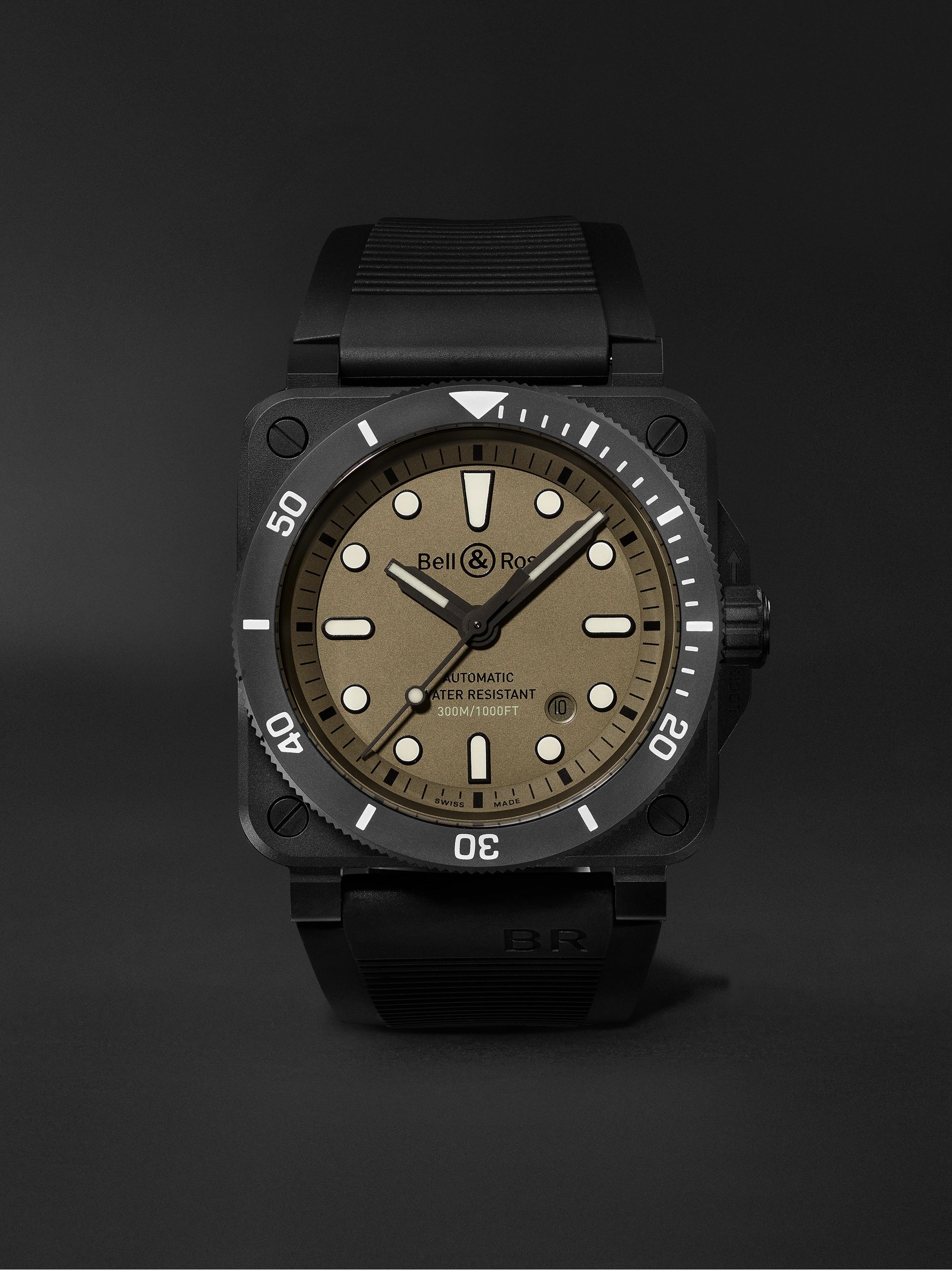 BELL & ROSS BR 03-92 Diver Limited Edition Automatic 42mm Bronze and Leather Watch, Ref.No R0392-D-BR-BR/SCA