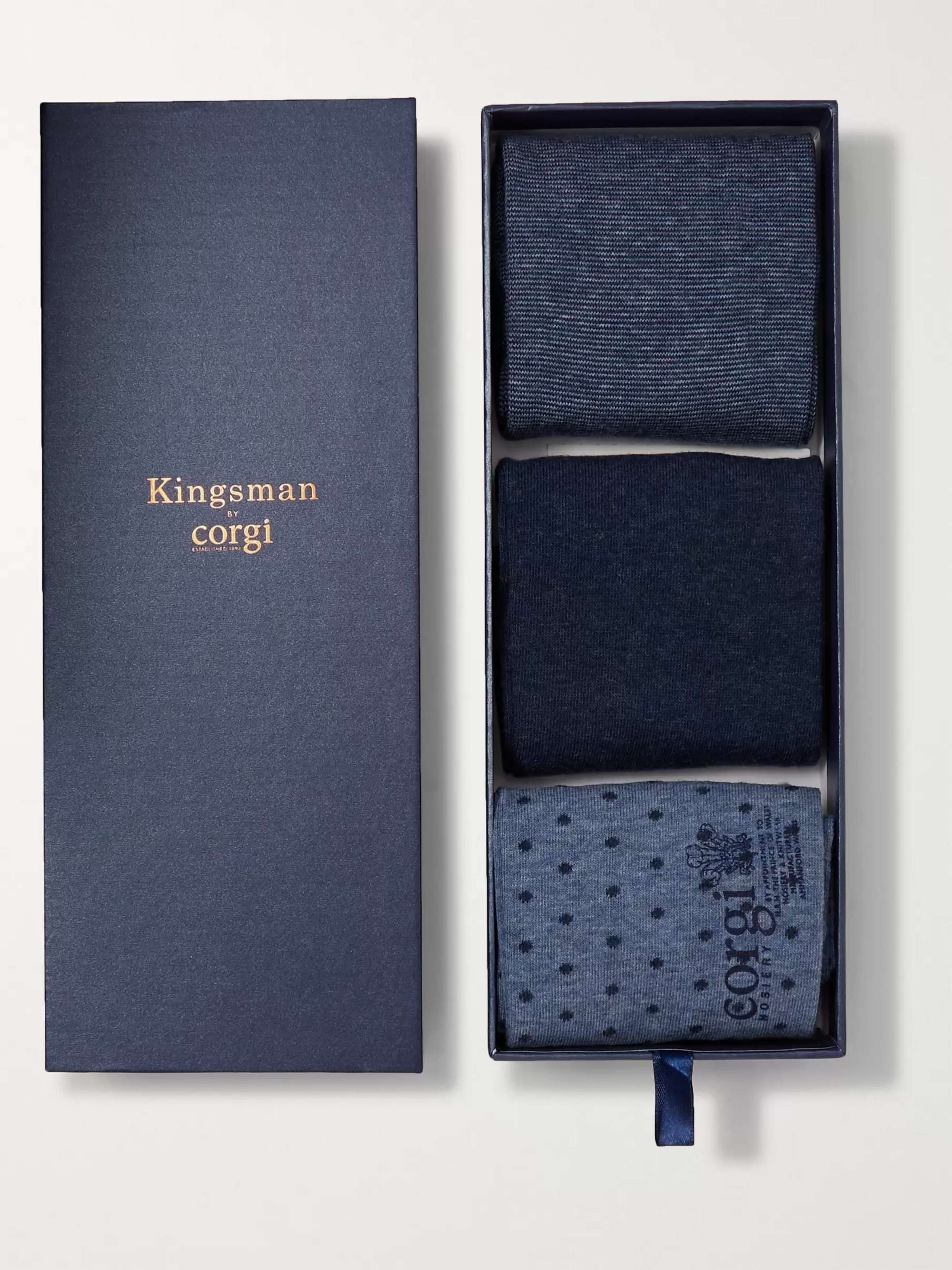 KINGSMAN + Corgi Three-Pack Cotton-Blend Socks