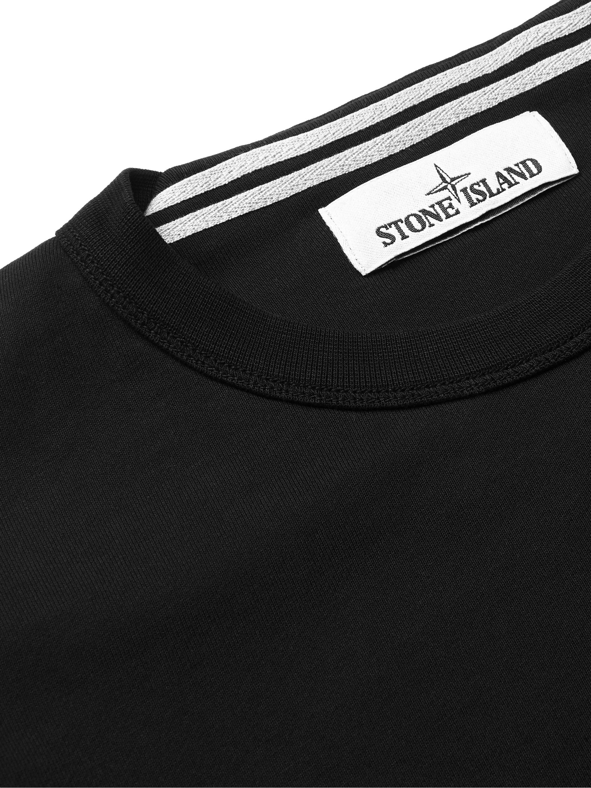 STONE ISLAND Logo-Embroidered Garment-Dyed Loopback Cotton-Jersey ...