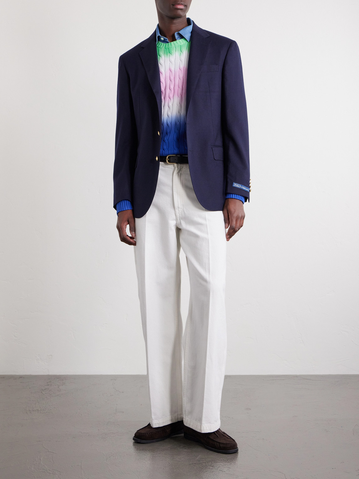 Navy Slim-Fit Unstructured Linen-Blend Blazer — 2