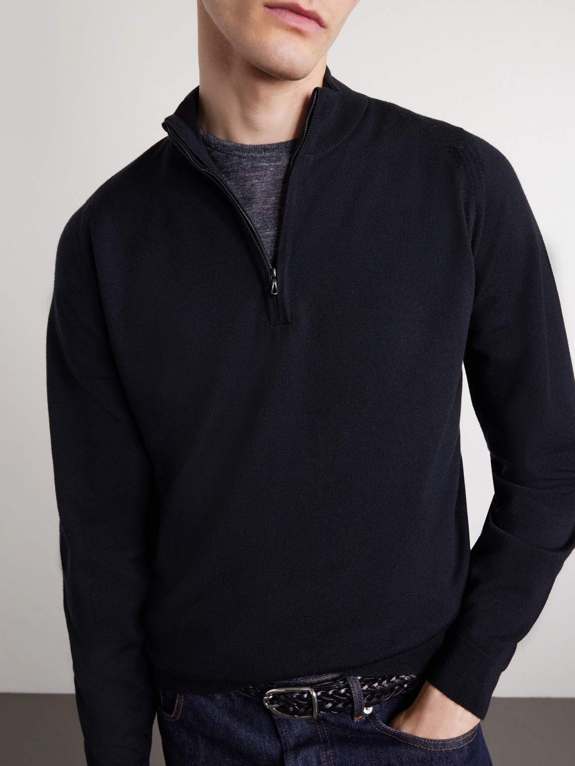 Tapton Slim-Fit Merino Wool Half-Zip Sweater