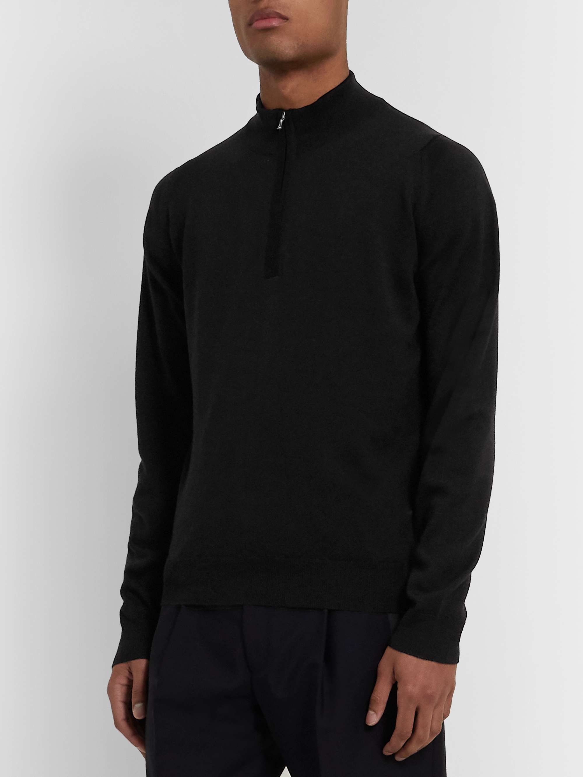 JOHN SMEDLEY Tapton Slim-Fit Merino Wool Half-Zip Sweater