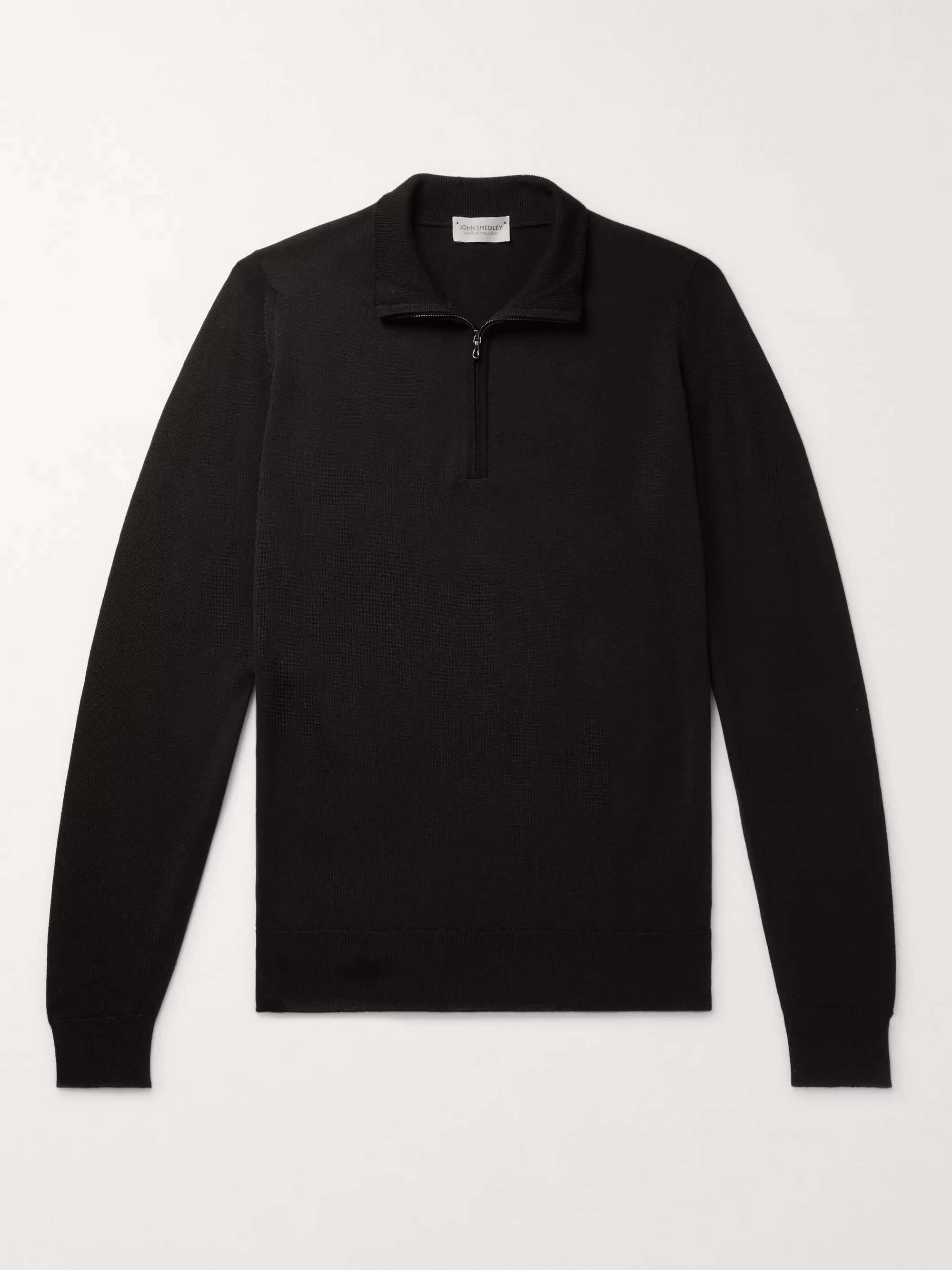 JOHN SMEDLEY Tapton Slim-Fit Merino Wool Half-Zip Sweater