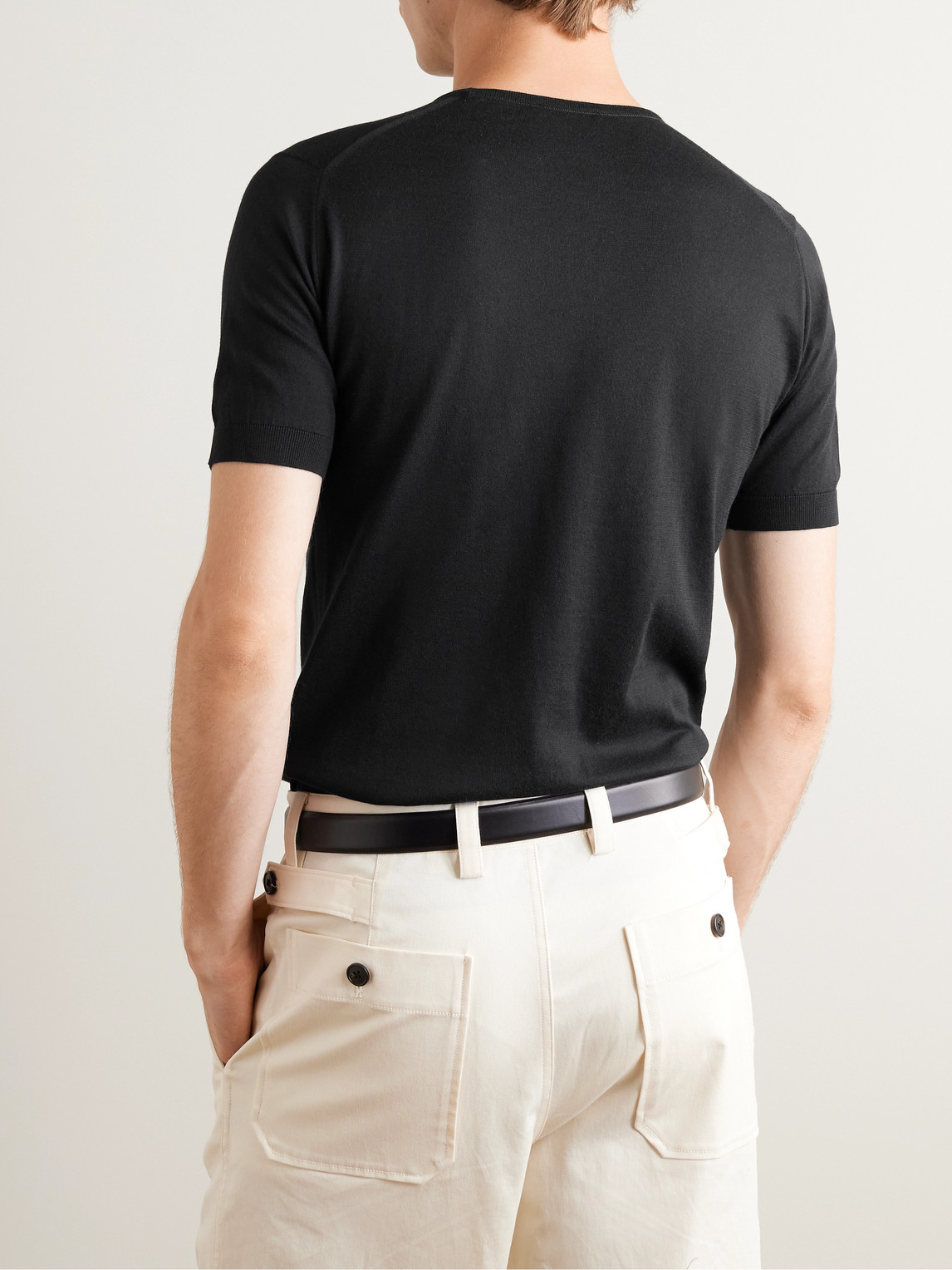 Shop John Smedley Belden Slim-fit Knitted Sea Island Cotton T-shirt In Black