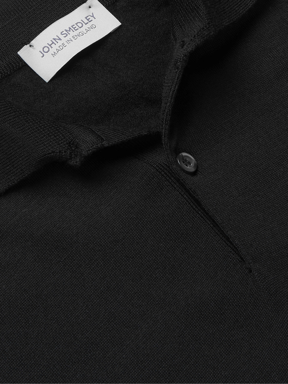 Shop John Smedley Payton Slim-fit Wool Polo Shirt In Black