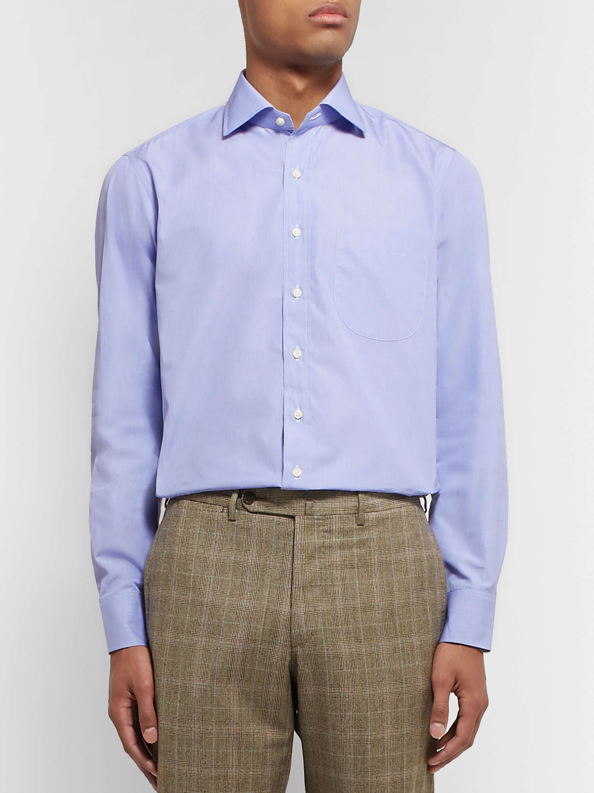 SID MASHBURN Blue End-on-End Cotton Shirt