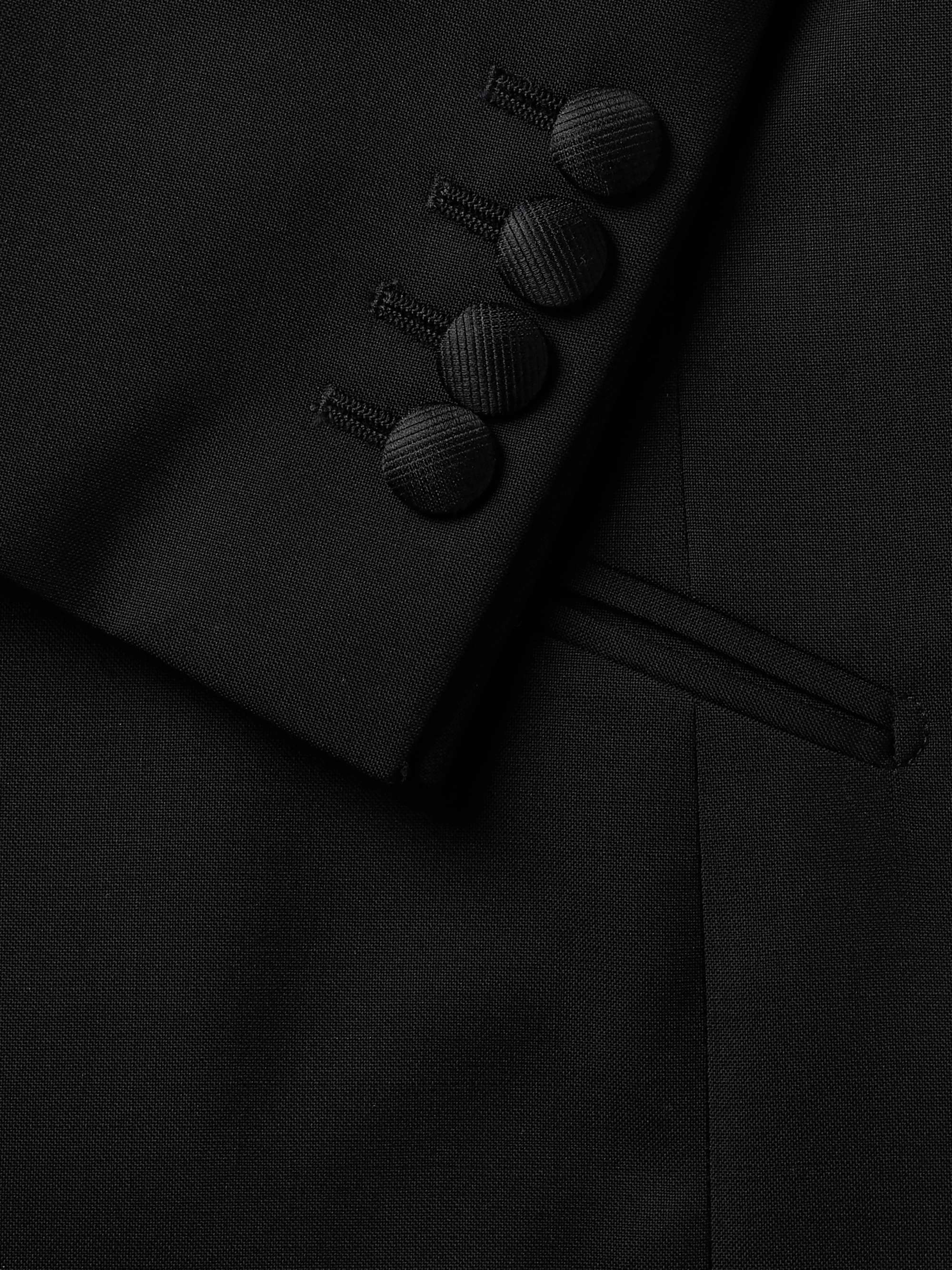 KINGSMAN Slim-Fit Double-Breasted Grosgrain-Trimmed Wool and Mohair-Blend Tuxedo Jacket