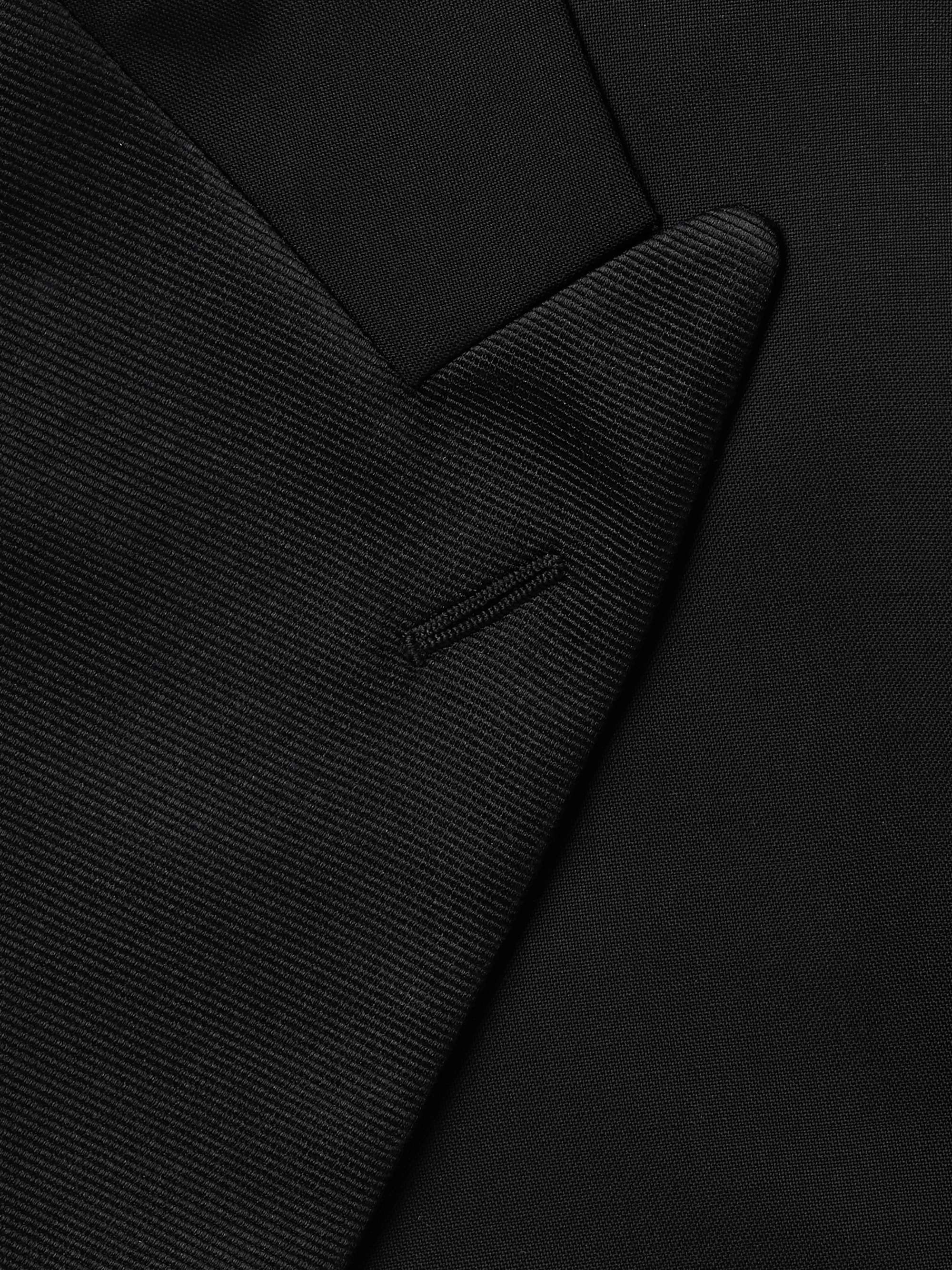 KINGSMAN Slim-Fit Double-Breasted Grosgrain-Trimmed Wool and Mohair-Blend Tuxedo Jacket