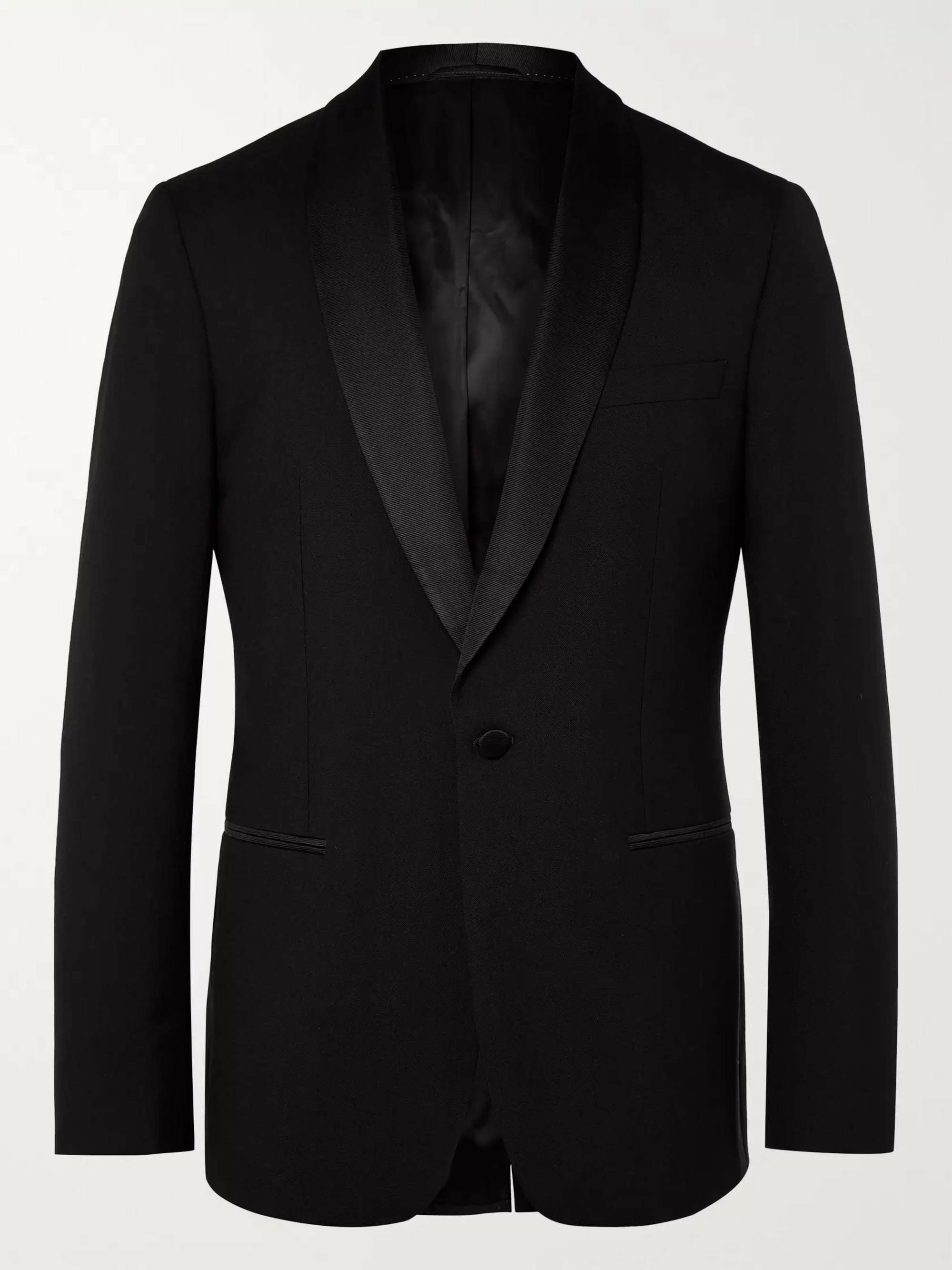 Mr P. Black Slim-Fit Shawl-Collar Faille-Trimmed Virgin Wool Tuxedo Jacket  For Men | Mr Porter