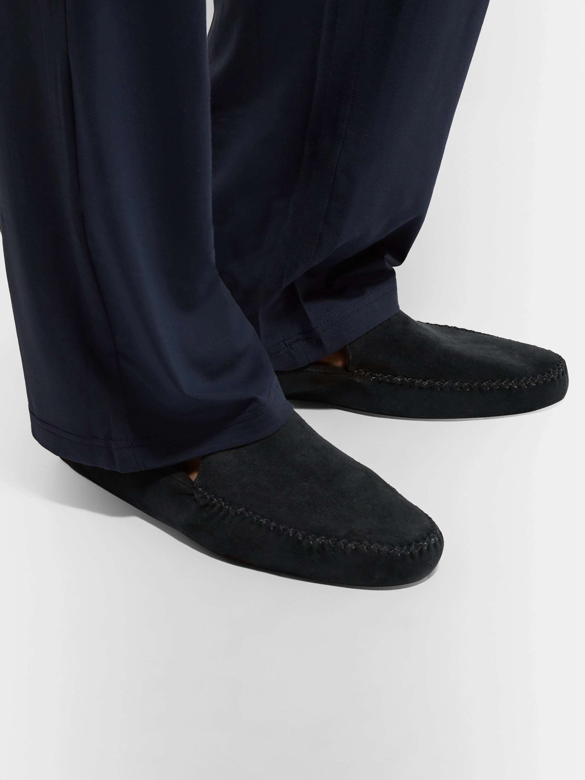 LORO PIANA Maurice Cashmere-Lined Suede Slippers for Men | MR PORTER