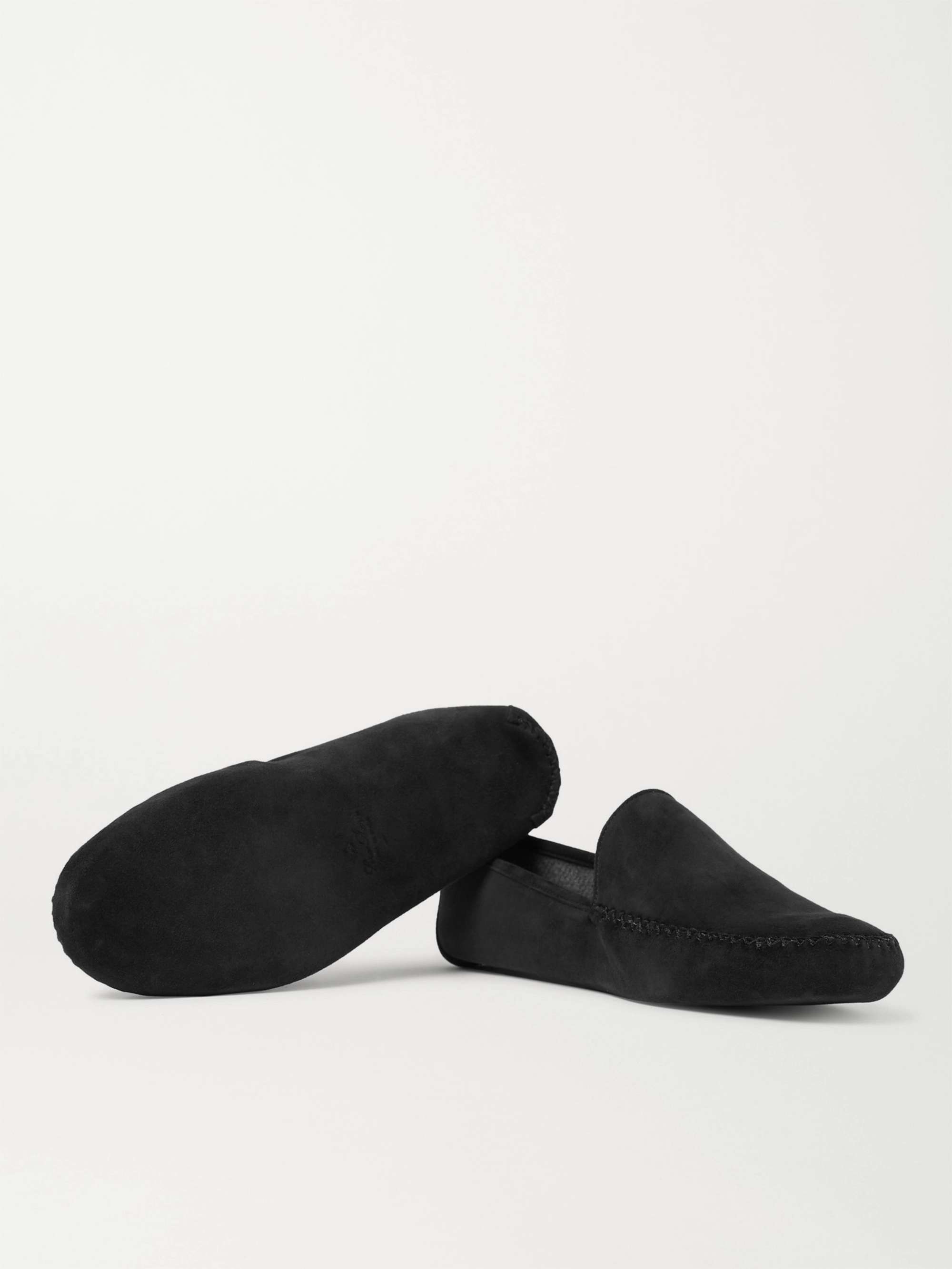 LORO PIANA Maurice Cashmere-Lined Suede Slippers