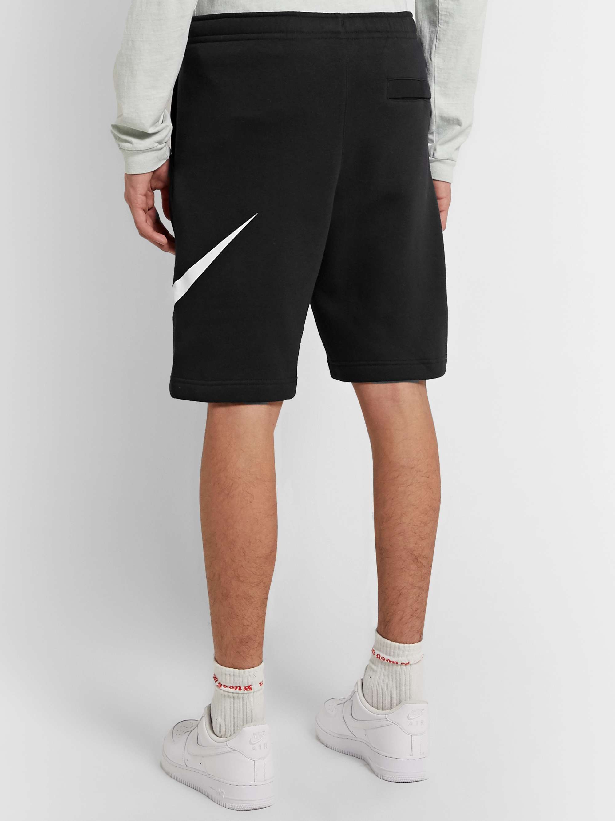 NIKE Sportswear Club Straight-Leg Logo-Print Cotton-Blend Jersey Shorts
