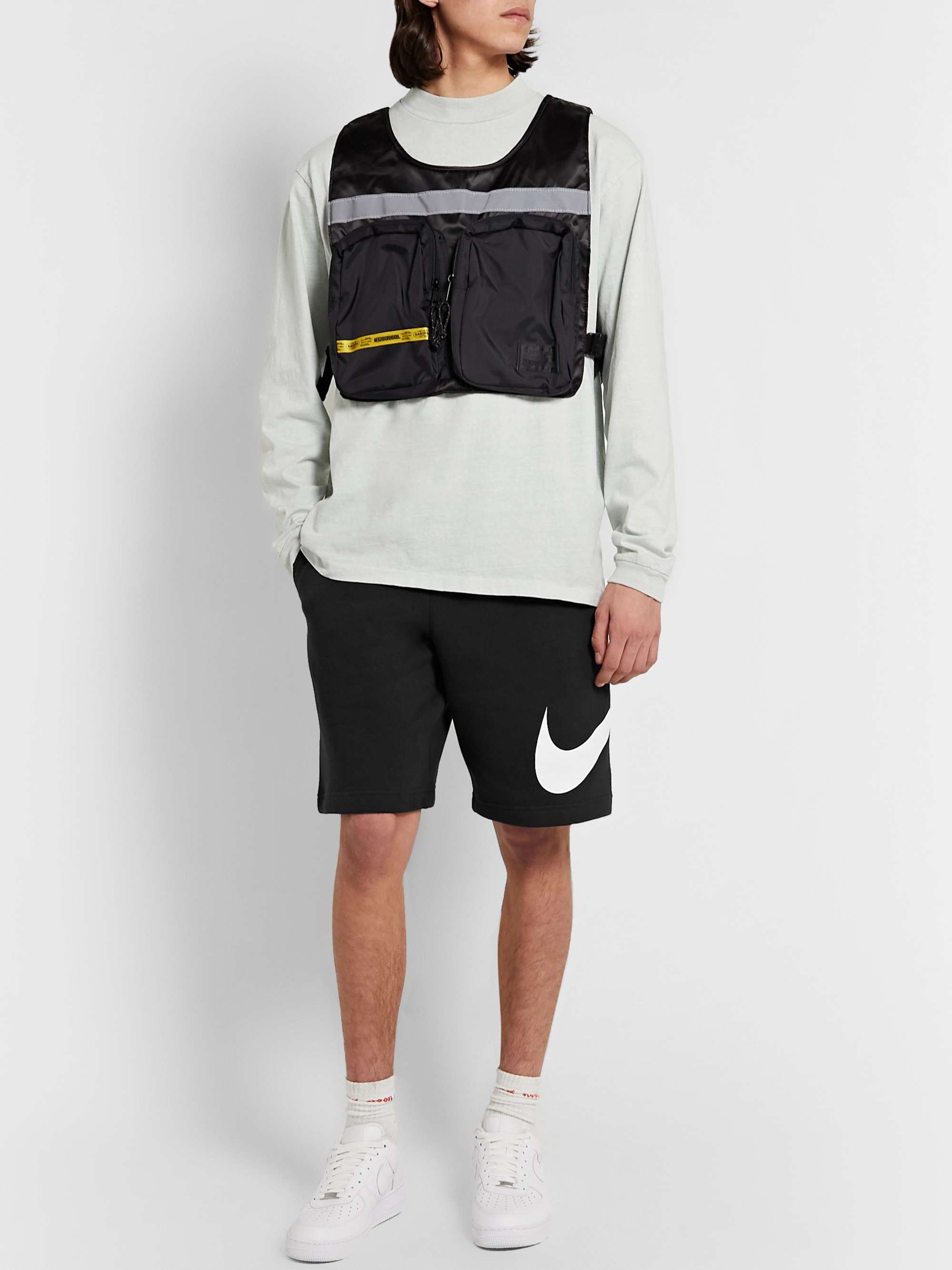 NIKE Sportswear Club Straight-Leg Logo-Print Cotton-Blend Jersey Shorts