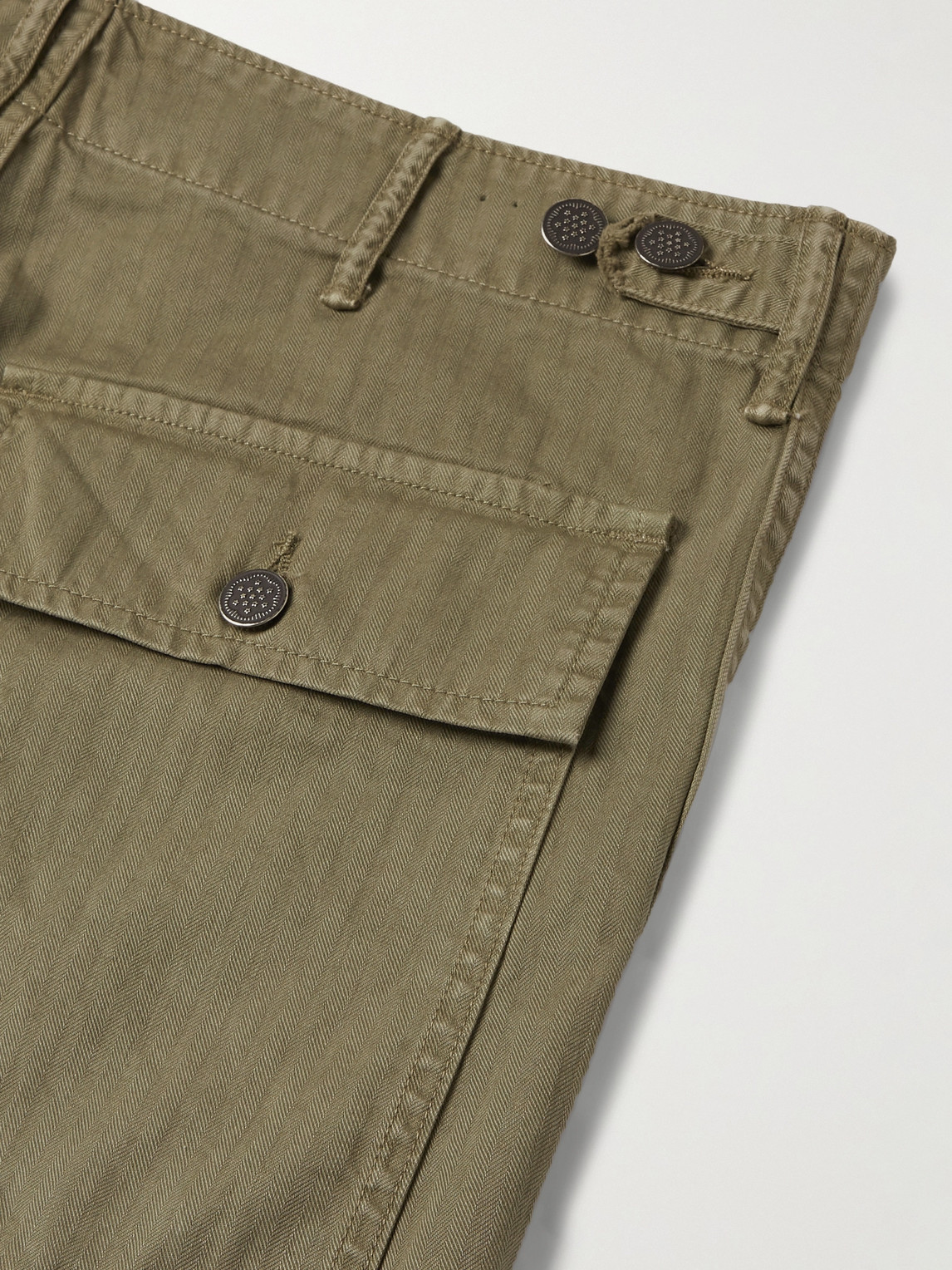 Rrl Cotton-herringbone Trousers In Green