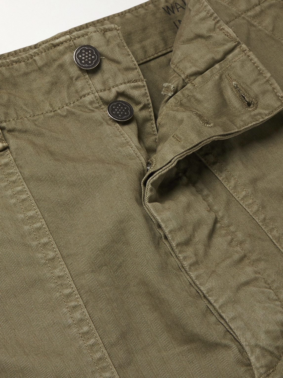 Rrl Cotton-herringbone Trousers In Green