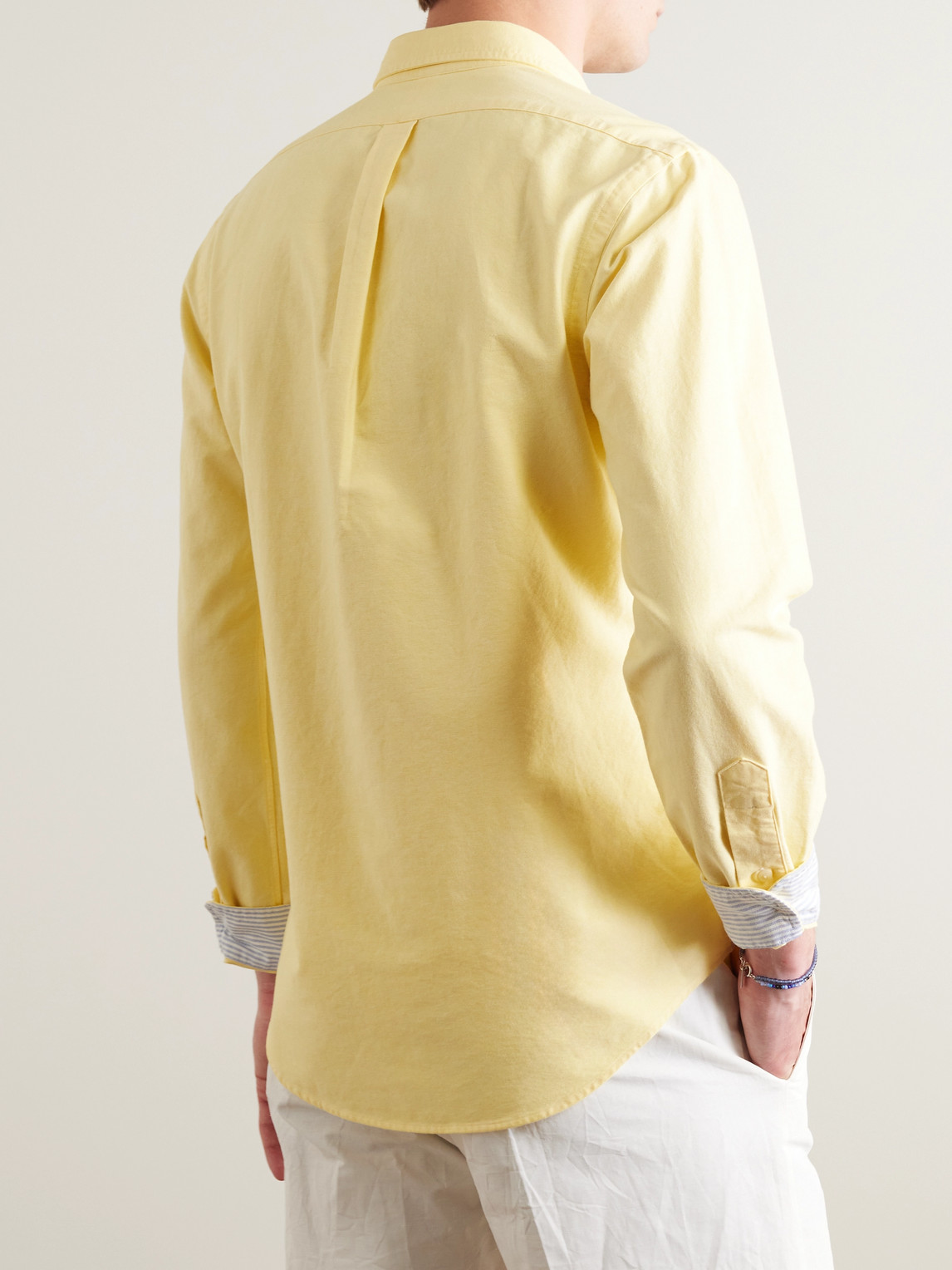 Shop Polo Ralph Lauren Slim-fit Button-down Collar Cotton Oxford Shirt In Yellow