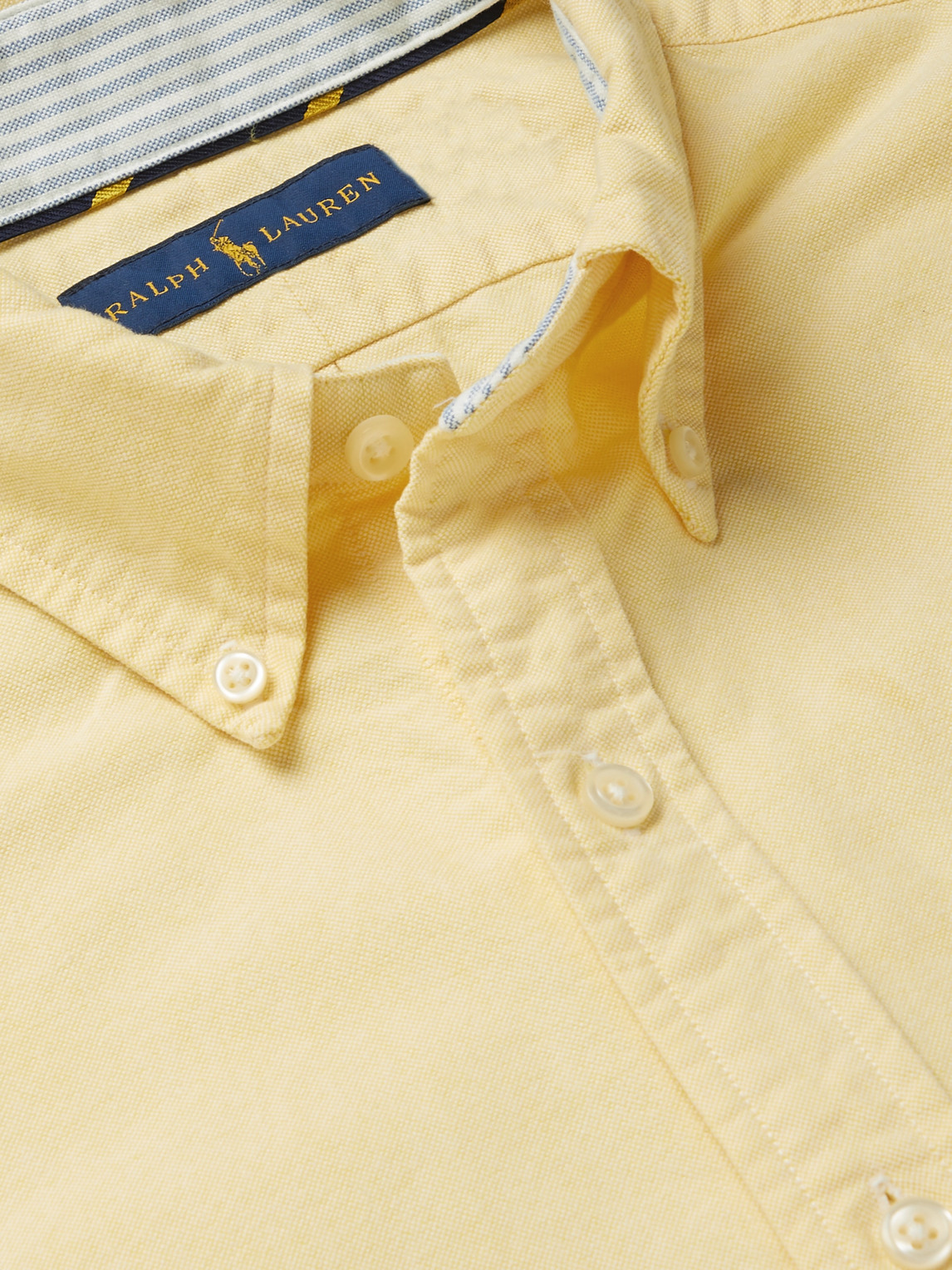 Shop Polo Ralph Lauren Slim-fit Button-down Collar Cotton Oxford Shirt In Yellow