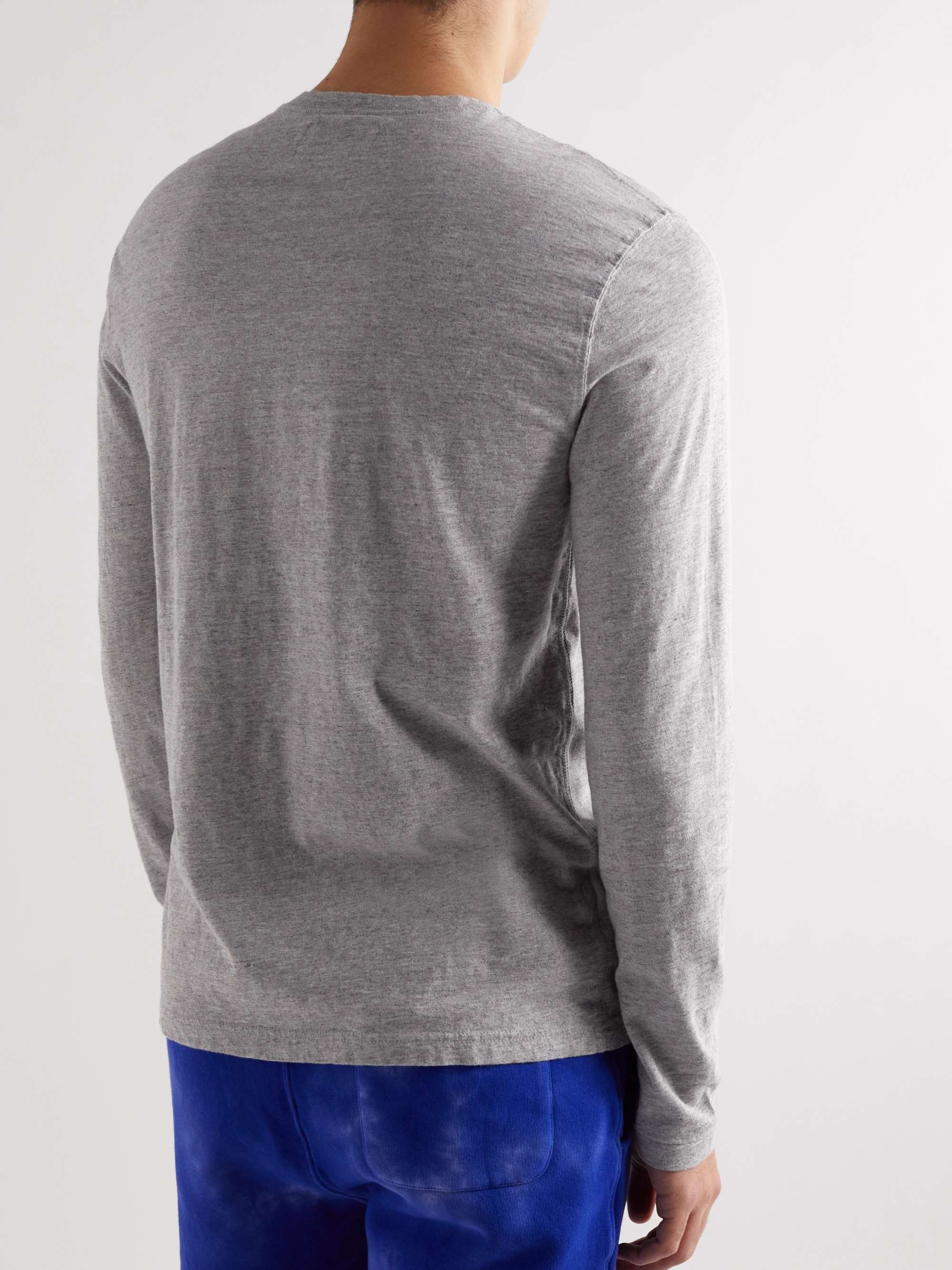 POLO RALPH LAUREN Logo-Embroidered Cotton-Jersey Henley T-Shirt