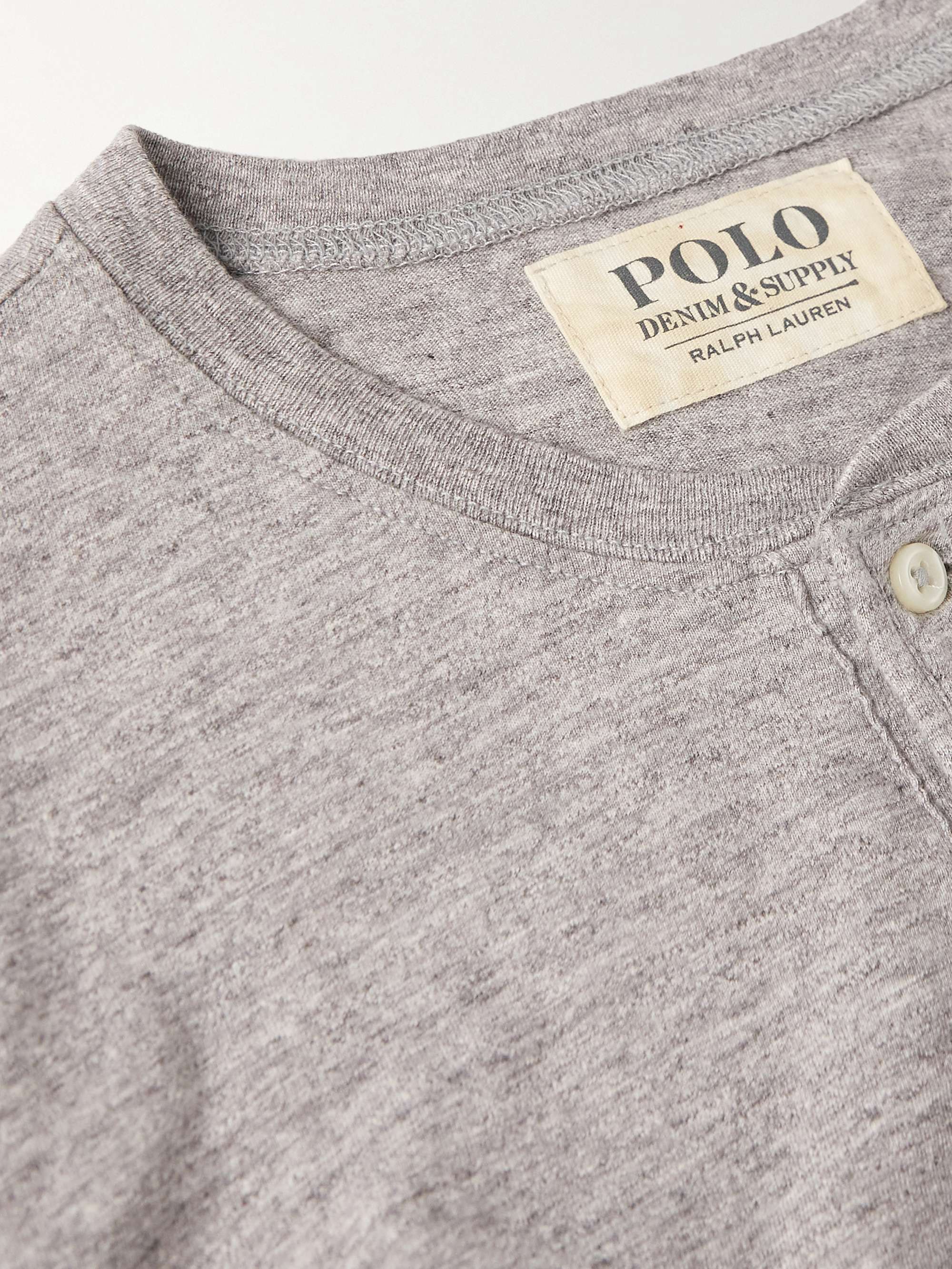 POLO RALPH LAUREN Logo-Embroidered Cotton-Jersey Henley T-Shirt