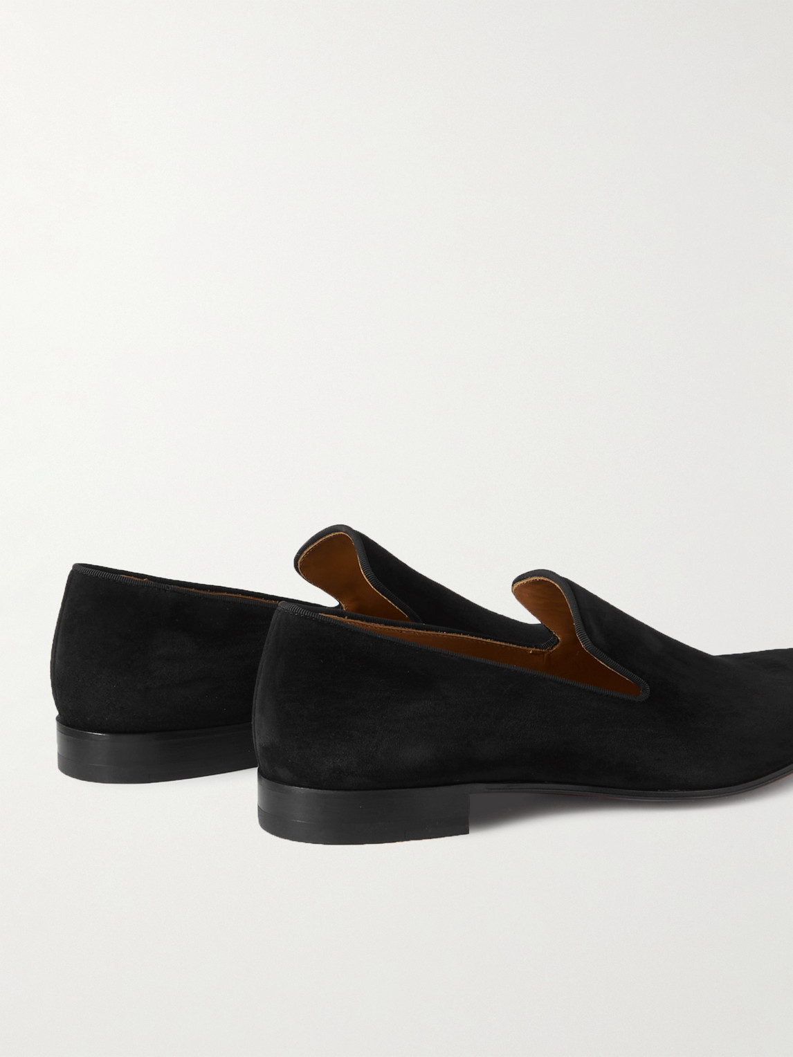 Shop Christian Louboutin Dandelion Grosgrain-trimmed Suede Loafers In Black