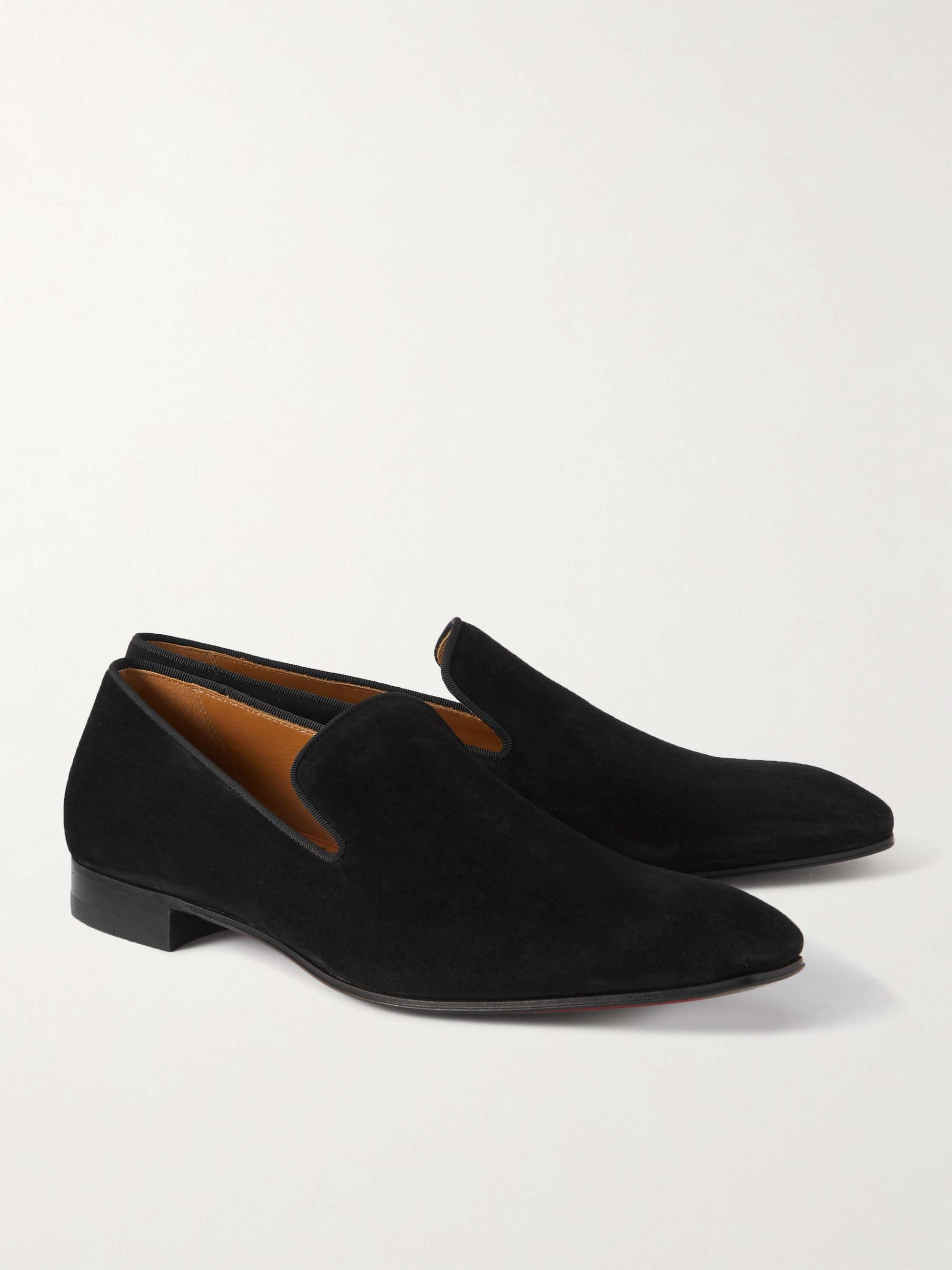 CHRISTIAN LOUBOUTIN Grosgrain-Trimmed Velvet Loafers