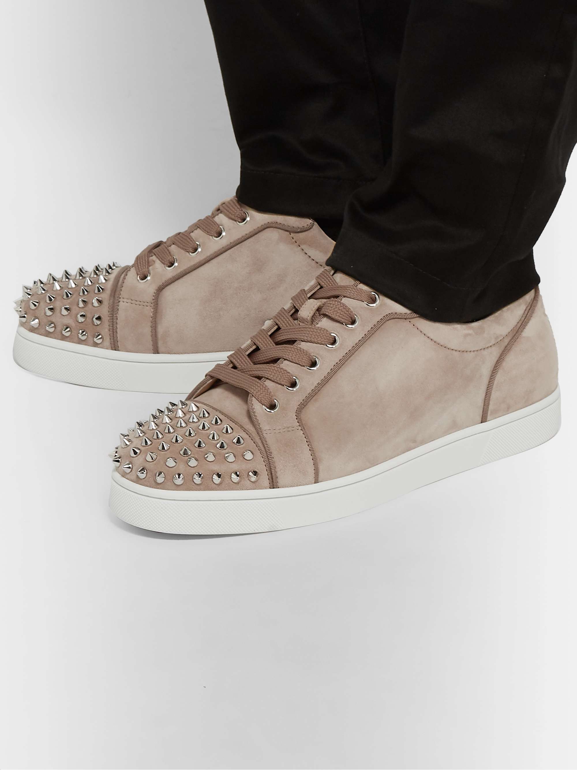 Christian Louboutin, Louis Junior Spikes Cap-Toe Leather Sneakers, Men, White, EU 39