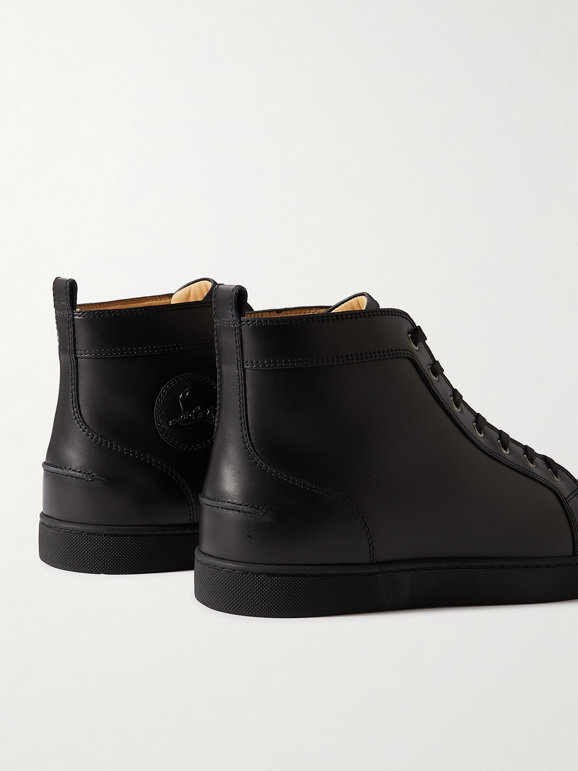 Christian Louboutin Louis Leather High-top Sneakers In Black
