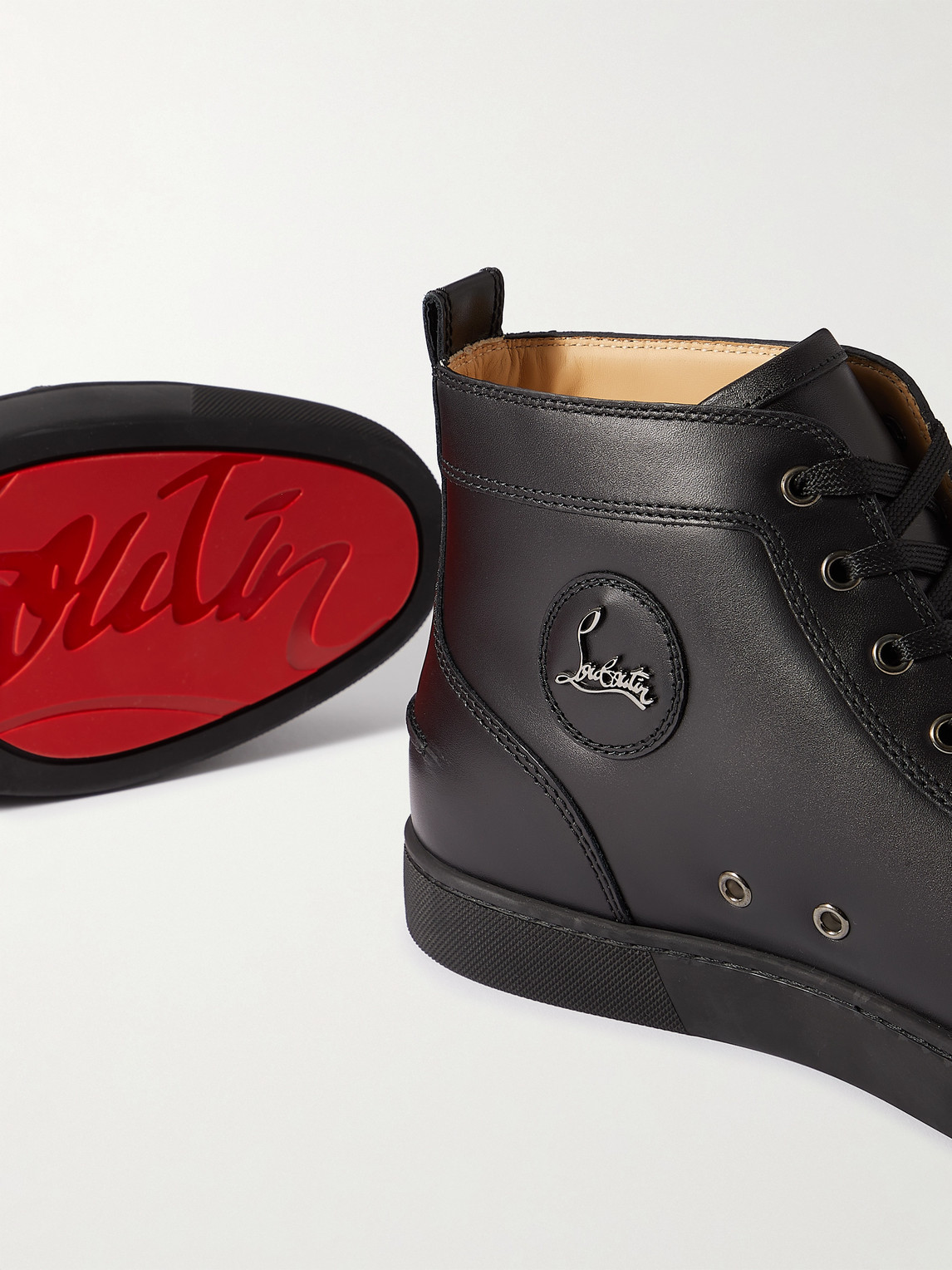 Shop Christian Louboutin Louis Leather High-top Sneakers In Black